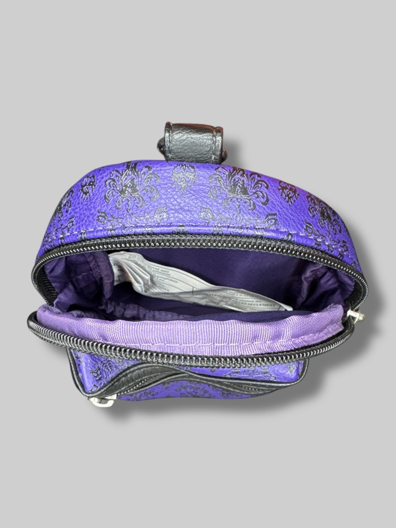 6.5” by 5” rare mini Disney Parks x Loungefly  purple and black backpack (missing wrist strap)