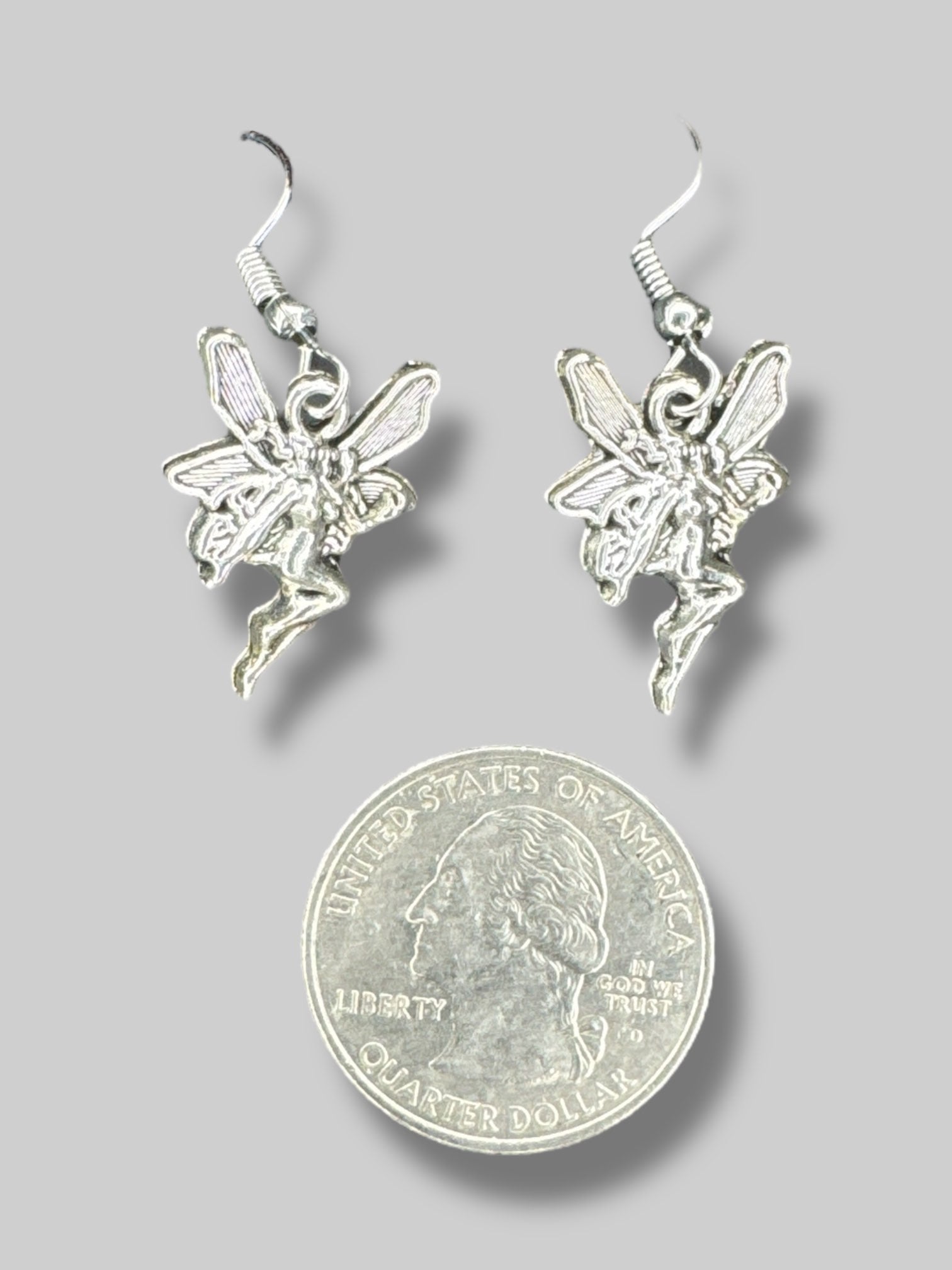 Silvertone fairy earrings