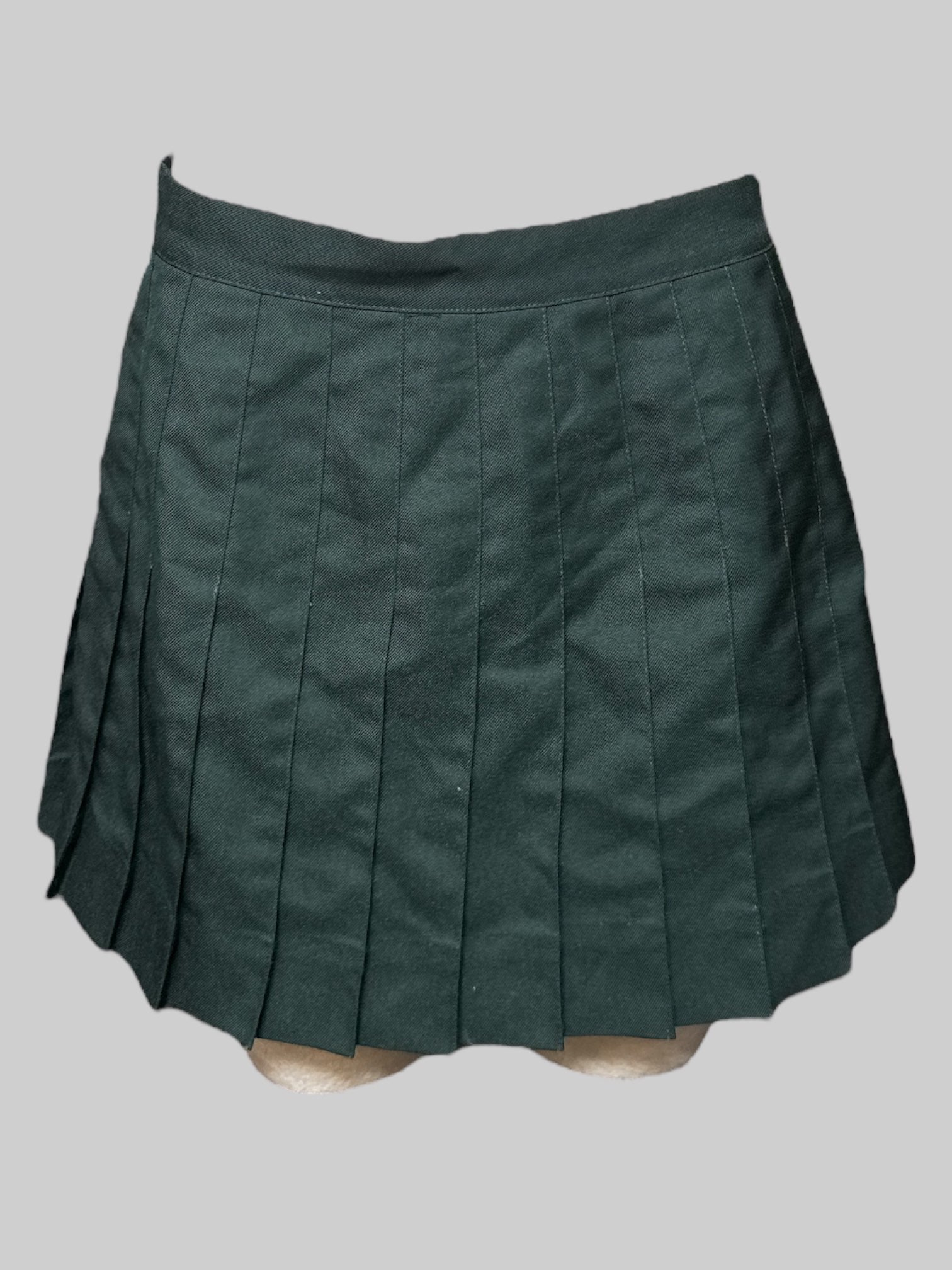 M Corey. Co. vintage short dark green pleated skirt with elastic back waistband