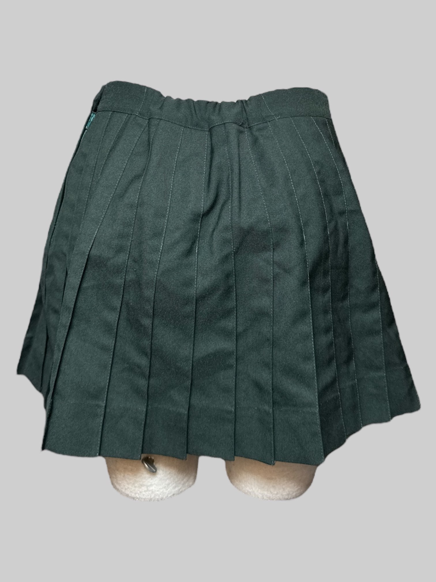 M Corey. Co. vintage short dark green pleated skirt with elastic back waistband