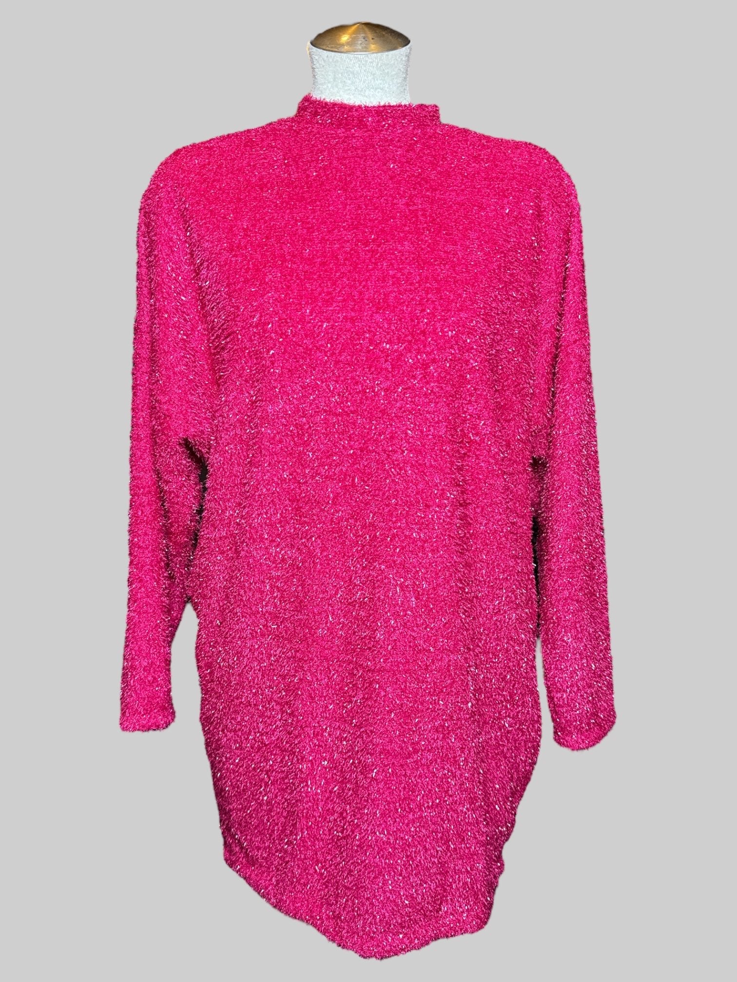 M H&M pink metallic fuzzy dress with open back