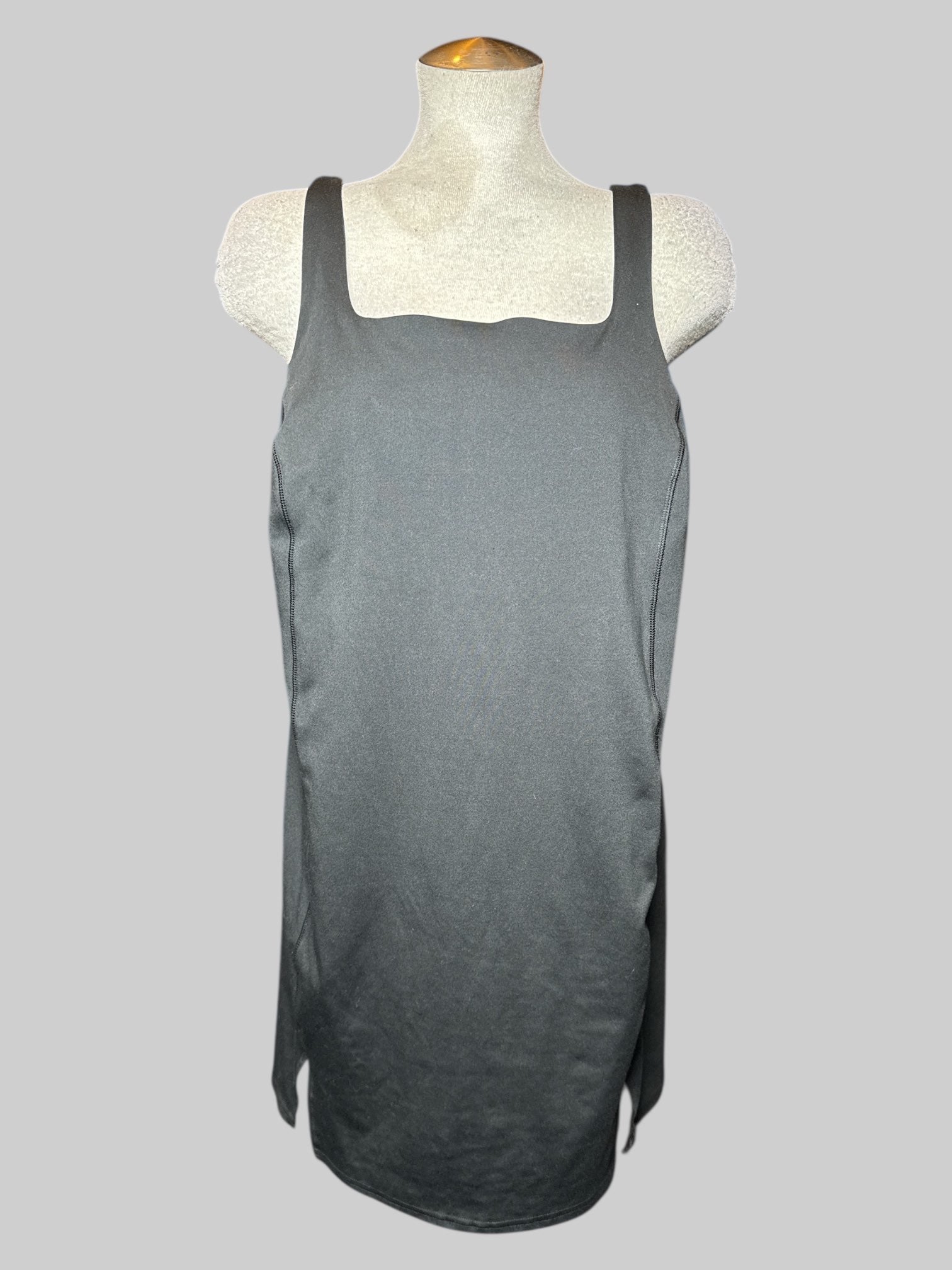 1X All in Motion black sleeveless romper dress with pockets on shorts