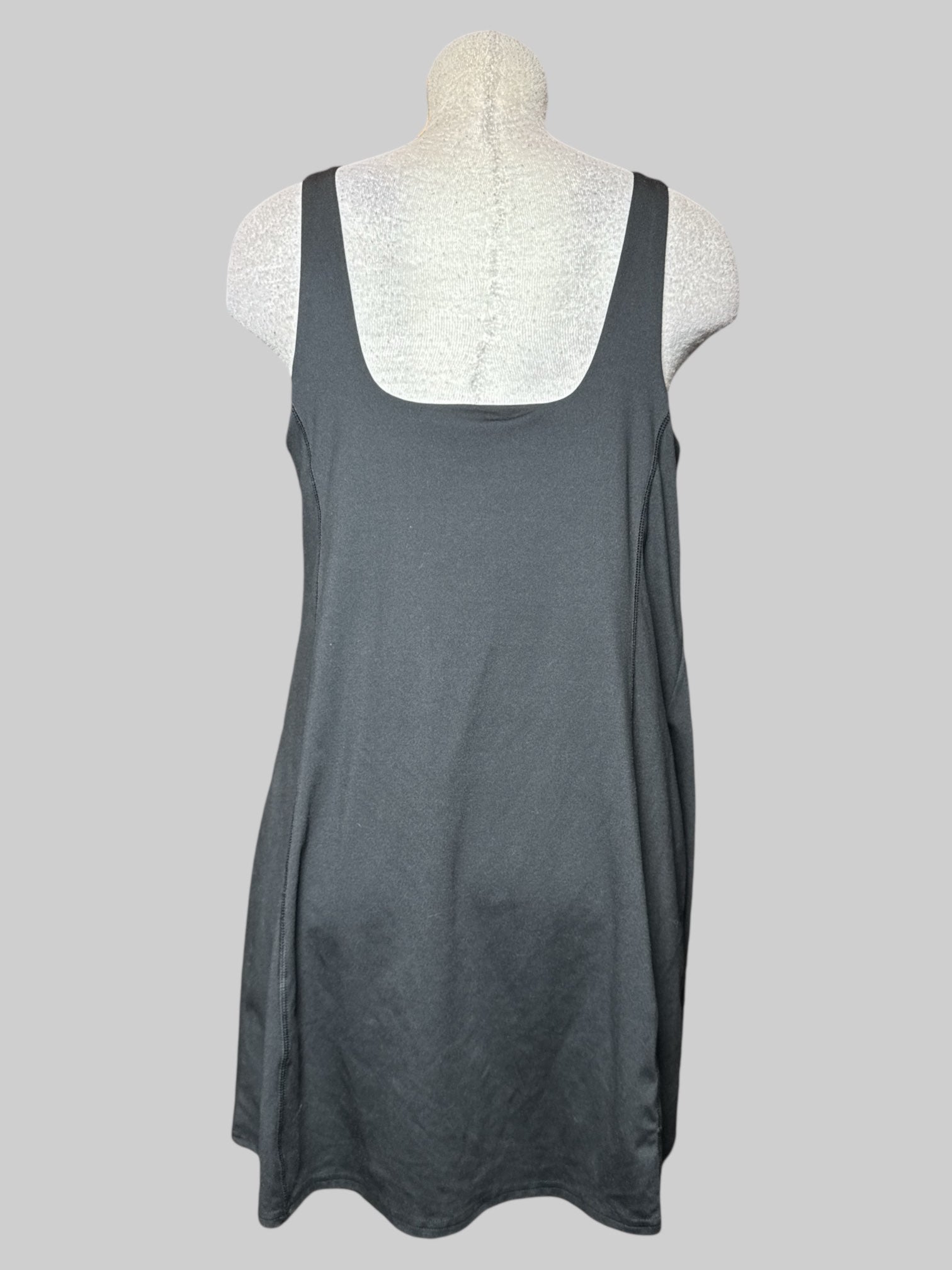 1X All in Motion black sleeveless romper dress with pockets on shorts