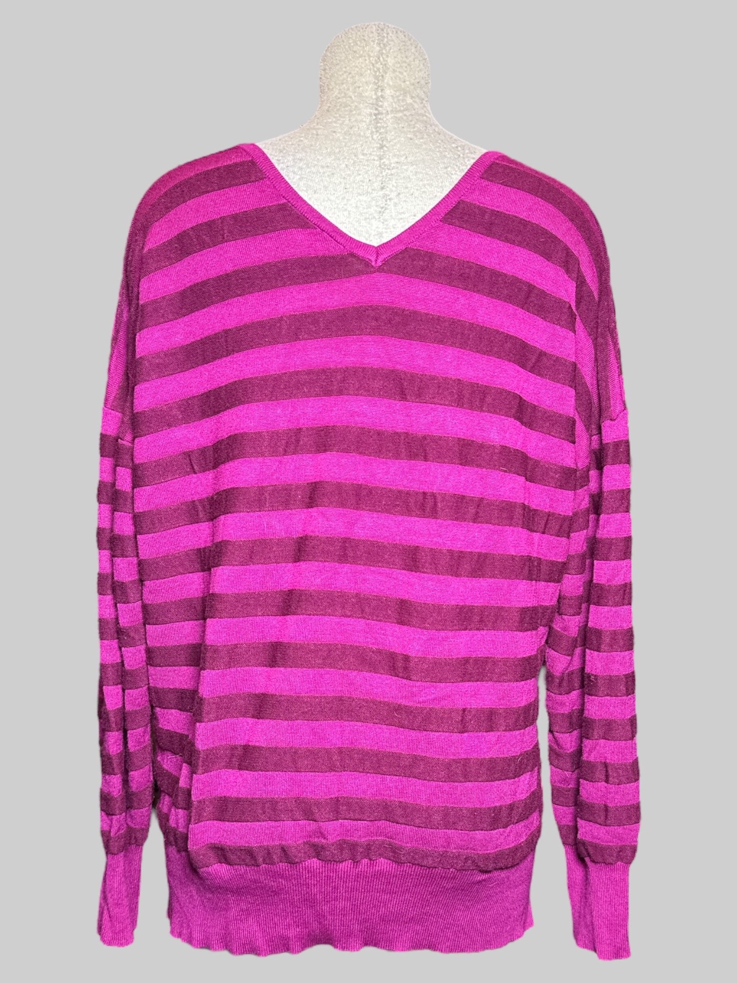 2X Lane Bryant pink and purple striped sweater with v neck