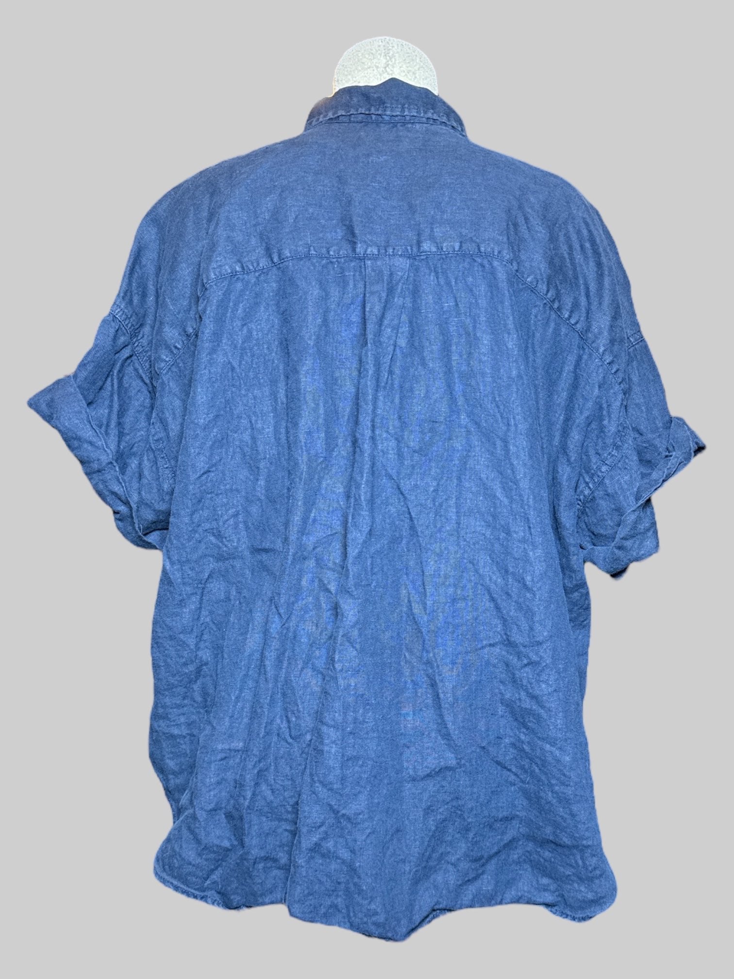 2X Baird McNutt for J. Crew navy short sleeve button down