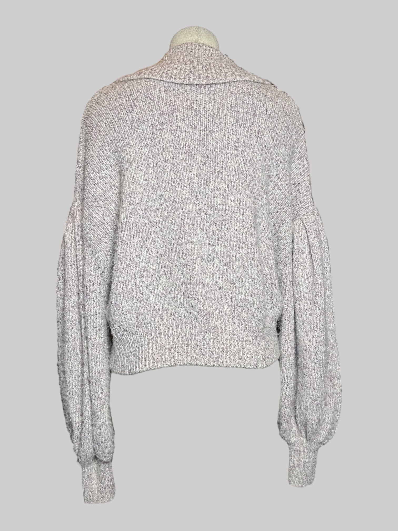 2X Zara light pink knit long sleeve cropped sweater top with long collar