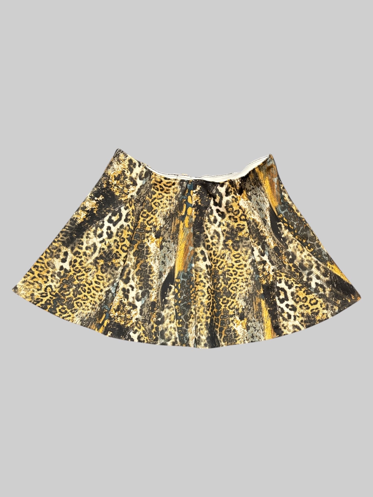 0X multicolor animal print short pleated skirt with elastic waistband