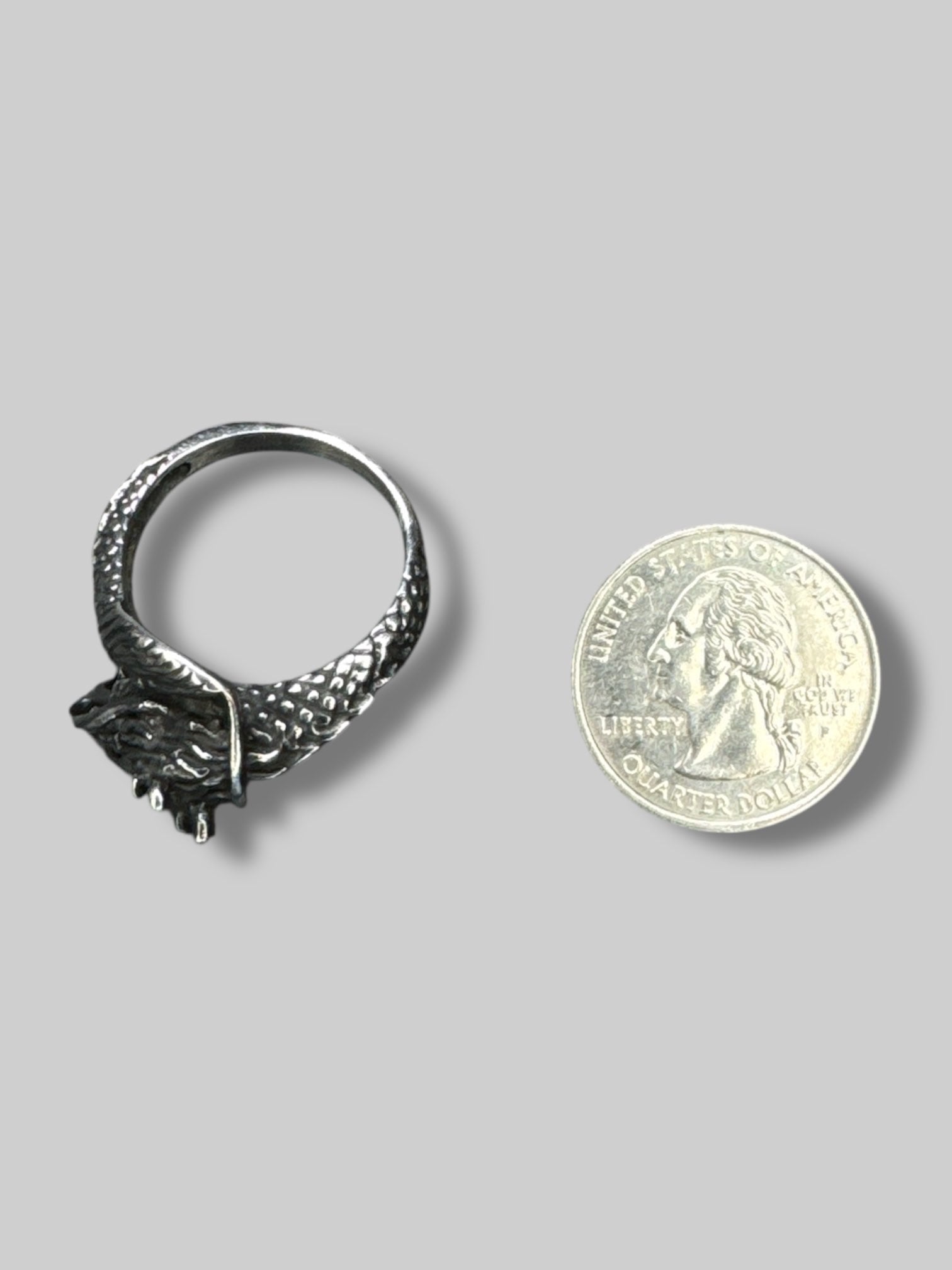 Size 10.5 silver tone beautiful dragon ring