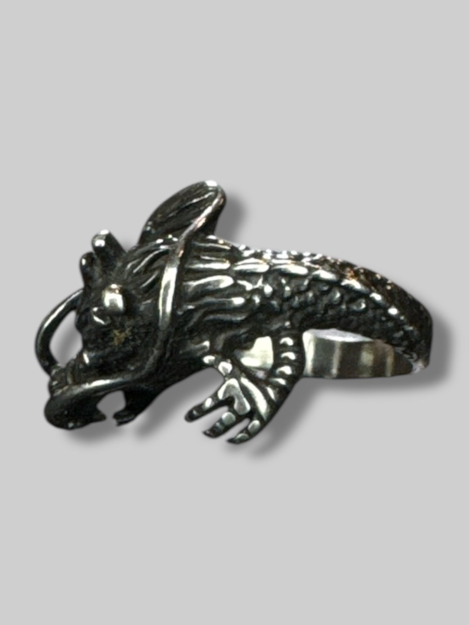 Size 10.5 silver tone beautiful dragon ring