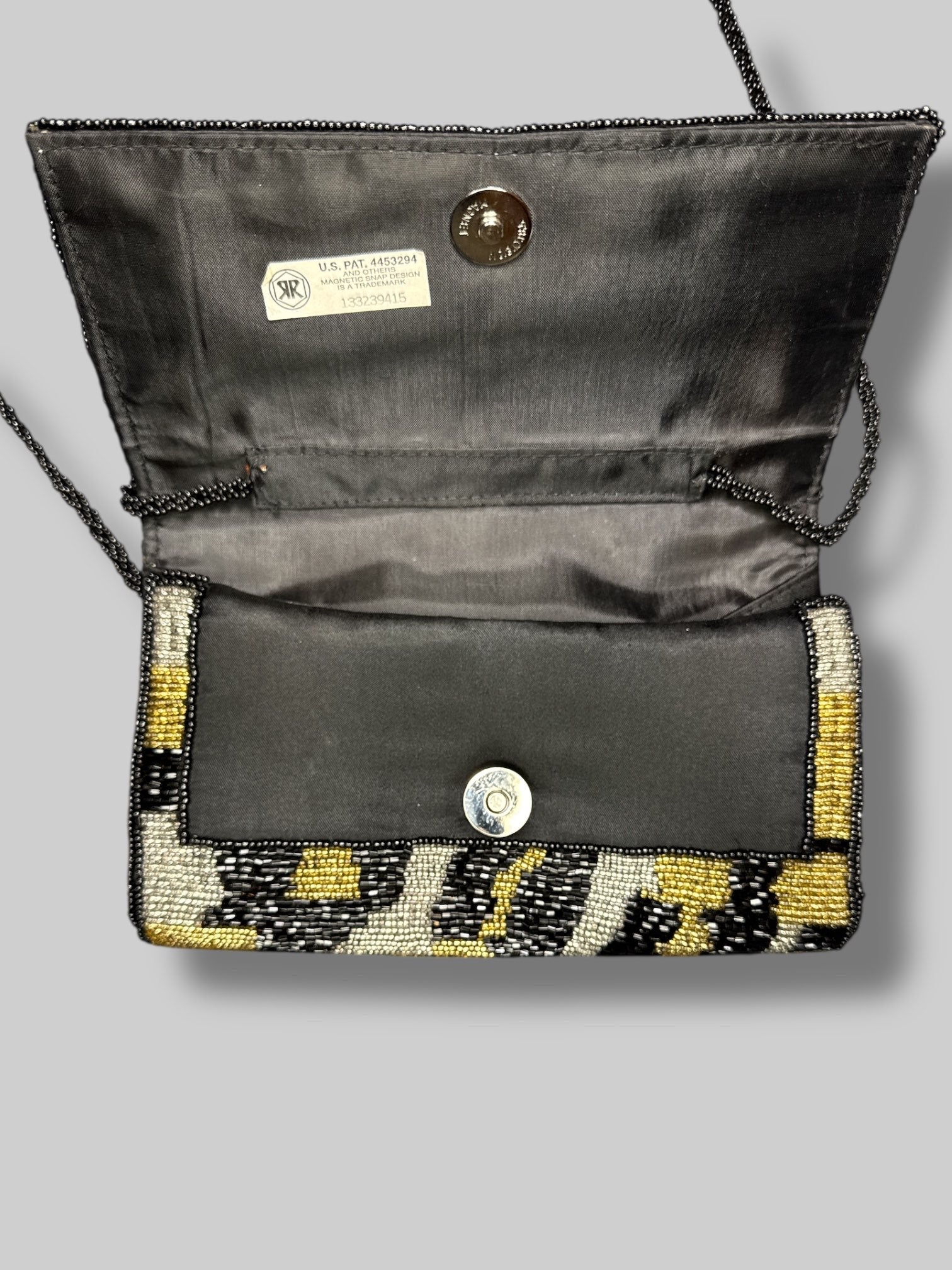 Daniel Ames vintage black, silver, and gold beaded 7.5” by 5” purse