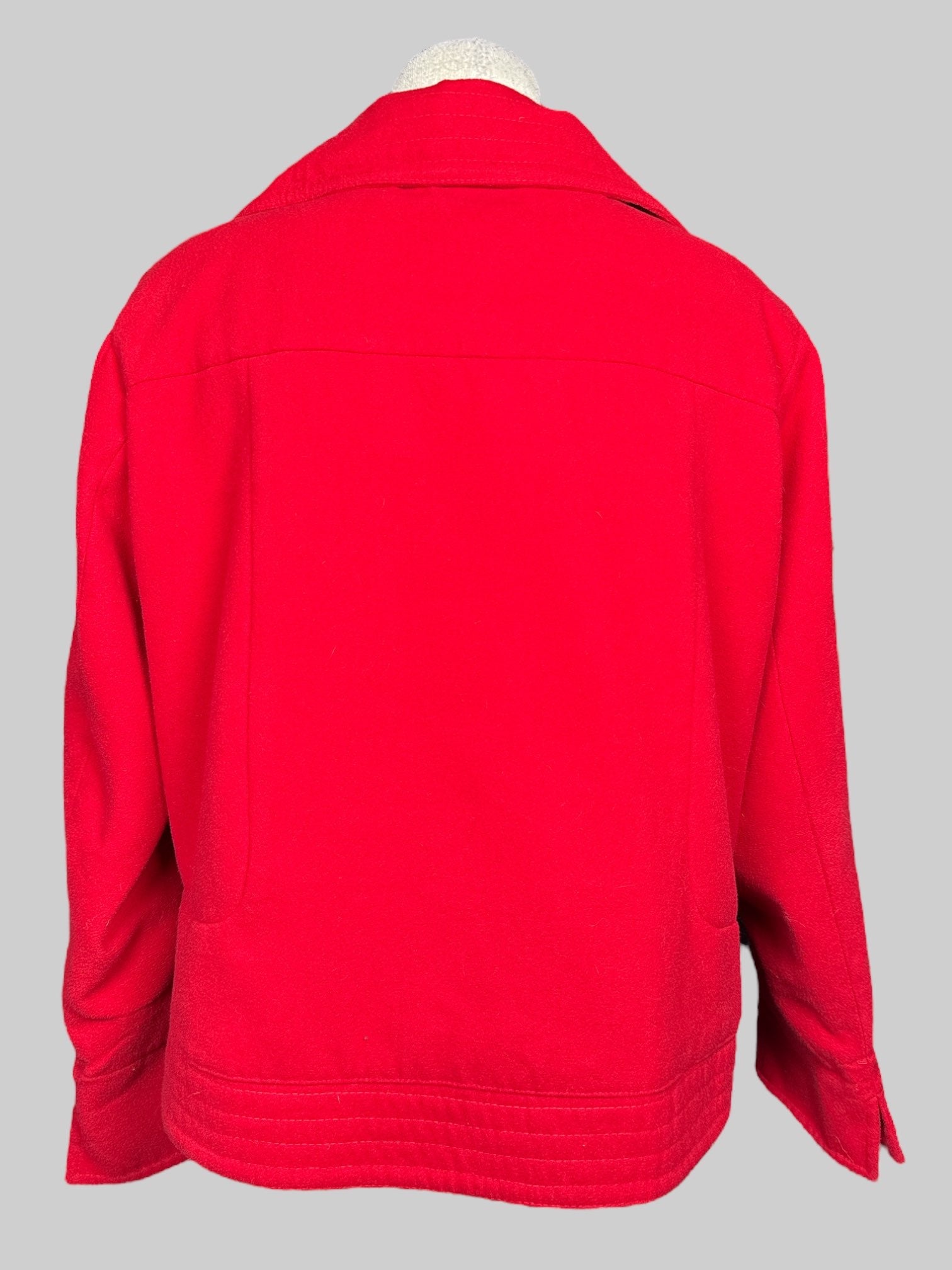 XL Two Witches red suede jacket with big collar and snap button