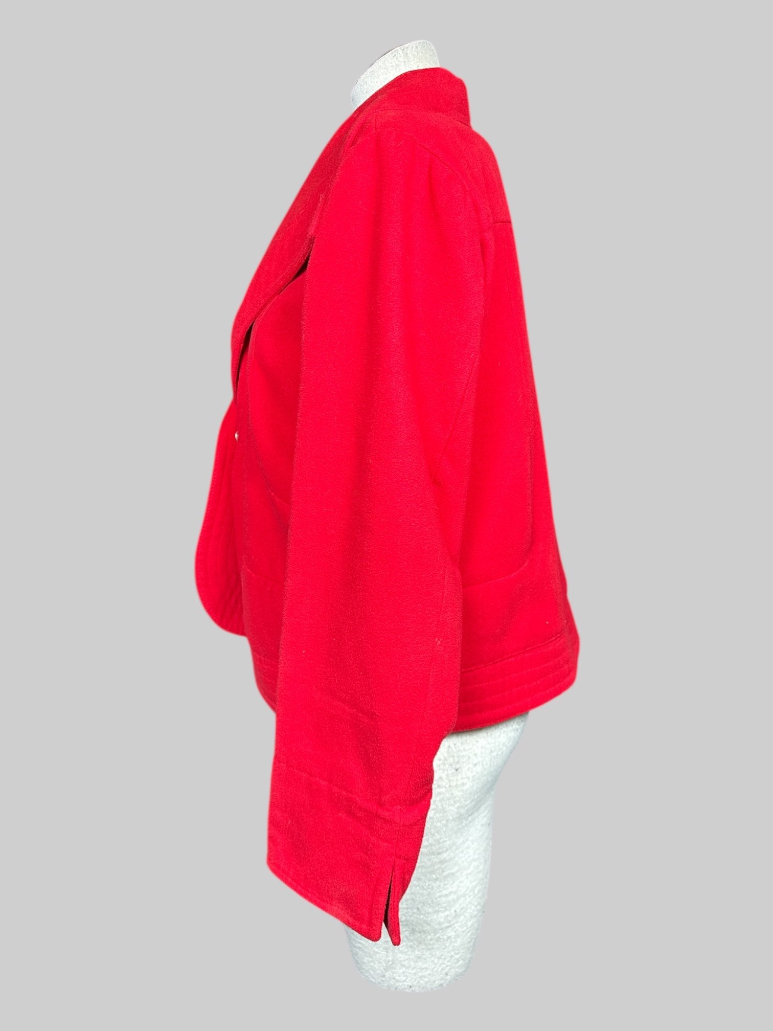 XL Two Witches red suede jacket with big collar and snap button