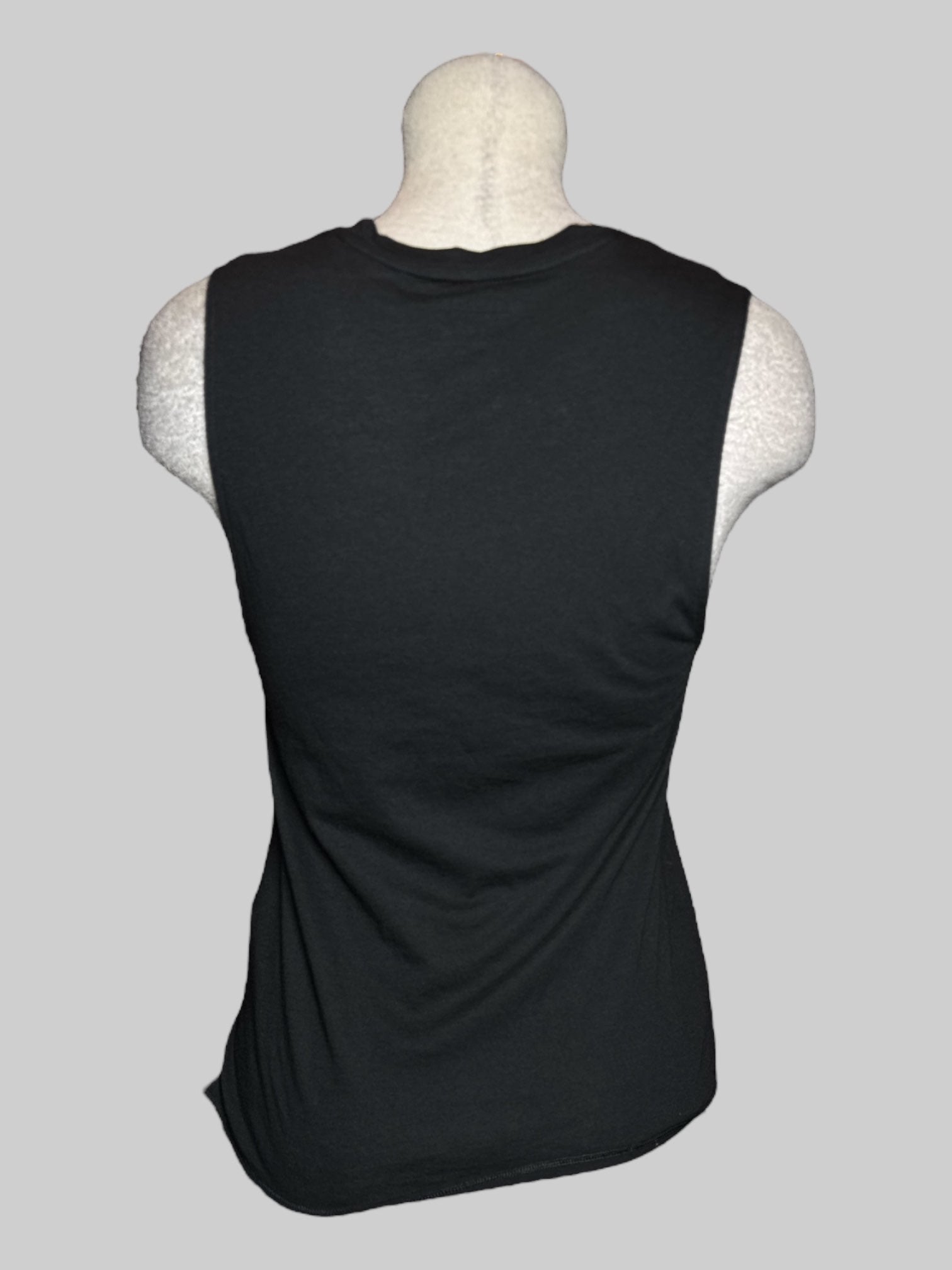 S Express NWT black sleeveless top with sequins in geometric patterns and slits on sides