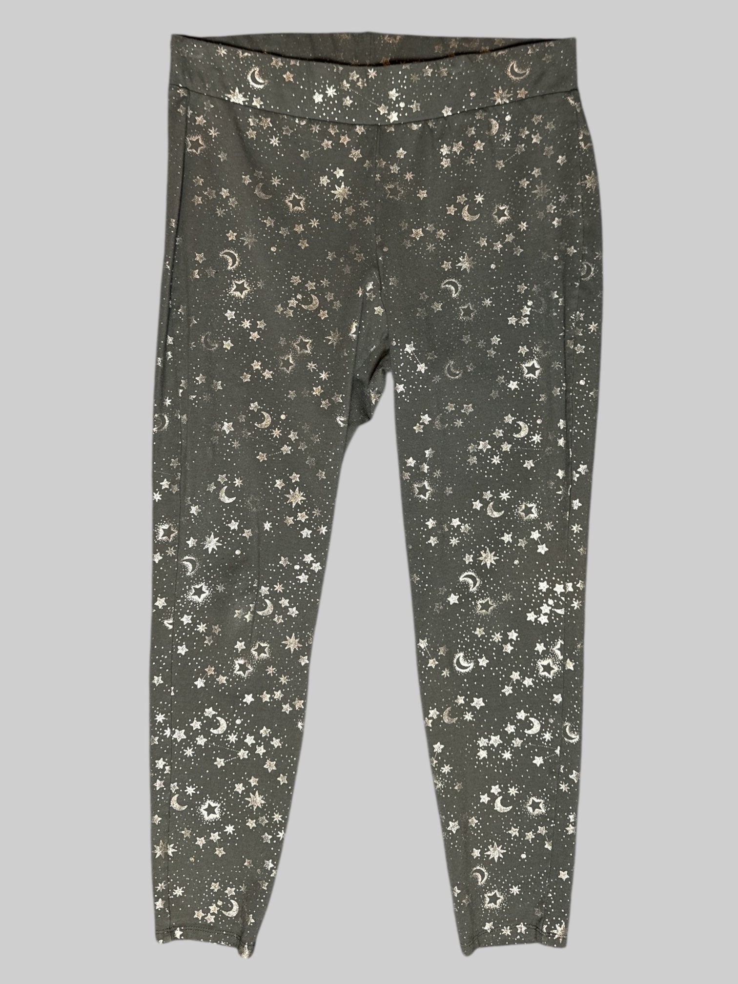 XL Torrid gray and silver stars and moons print leggings