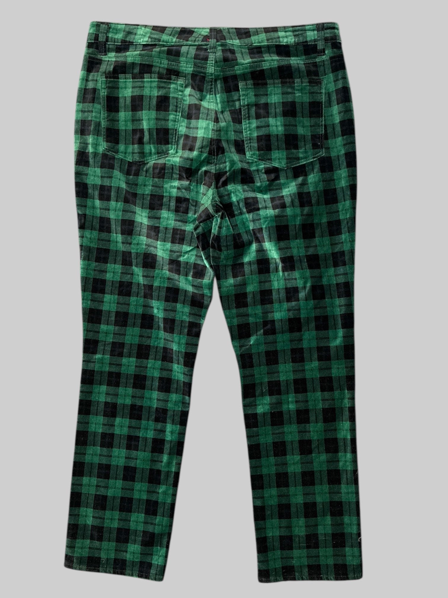 XL Talbots black and green plaid velvet pants
