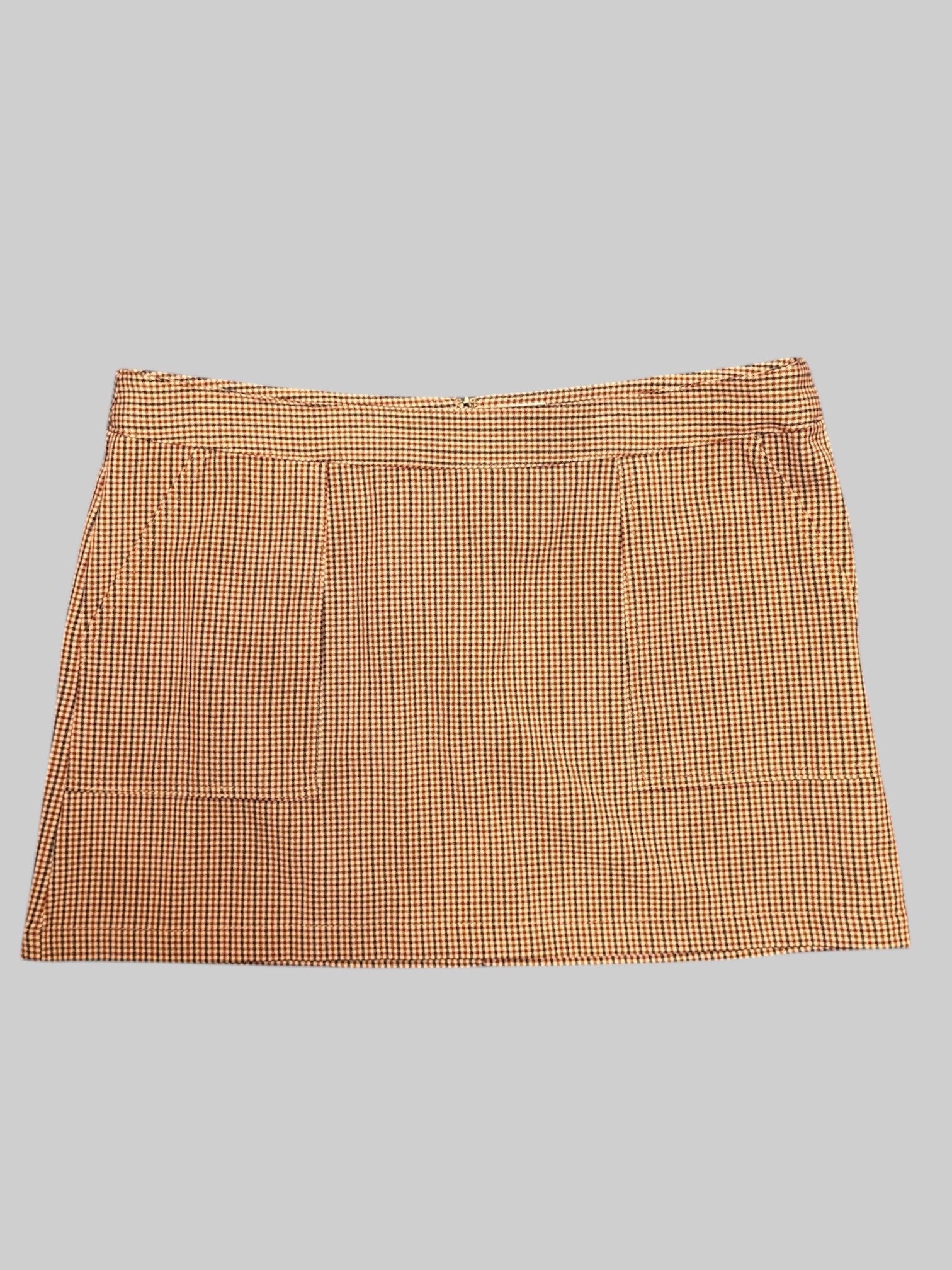 0X A New Day brown, dark red, and black gingham short skirt with zipper in back