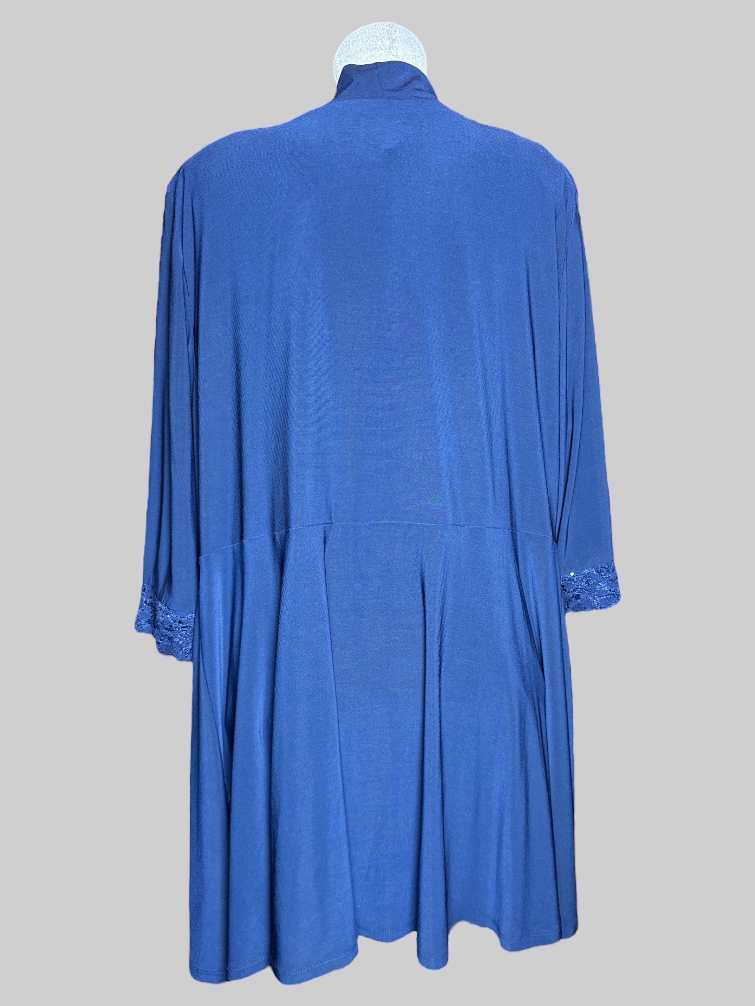 2X R&M Richard’s vintage 2 piece  deep blue attached set with florals and sequins