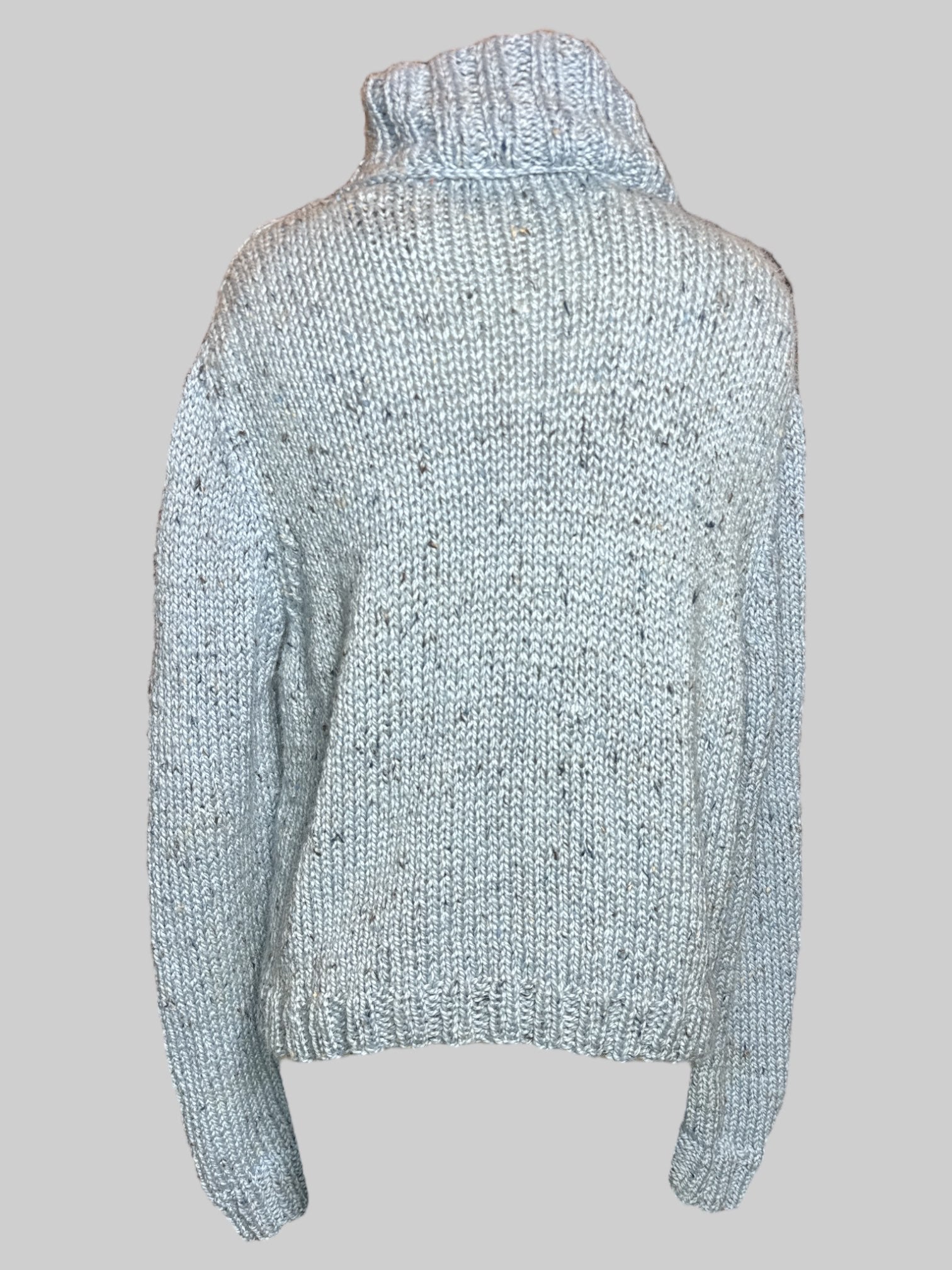 3X handmade blue grey chunky knit sweater with big buttons