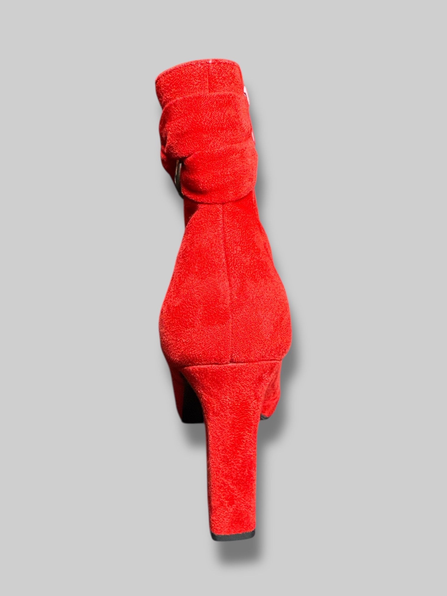 Size 9M Impo red suede-like gelled boots with zippers on sides and decorative metal details