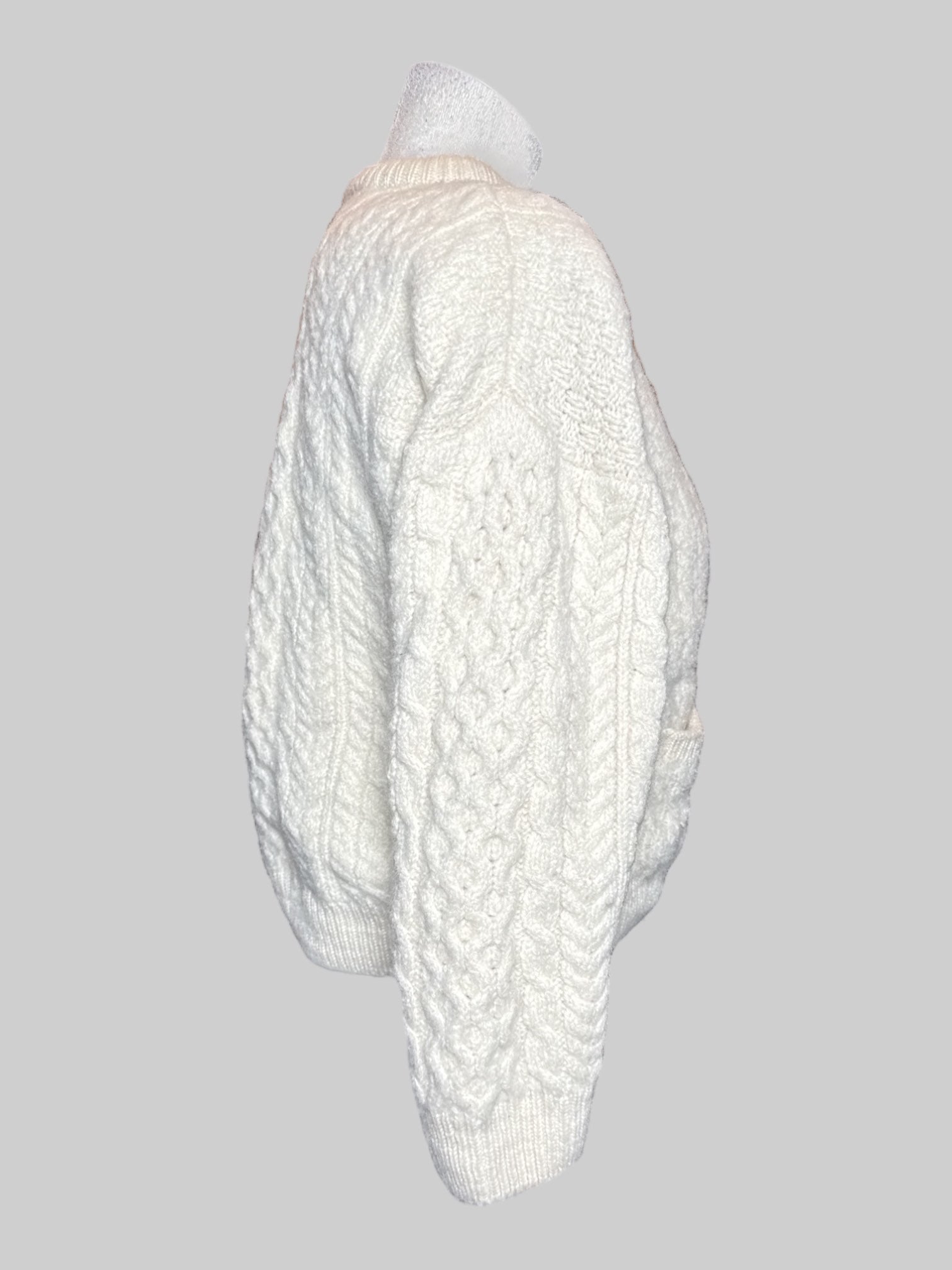 S Aran cream wool knit sweater