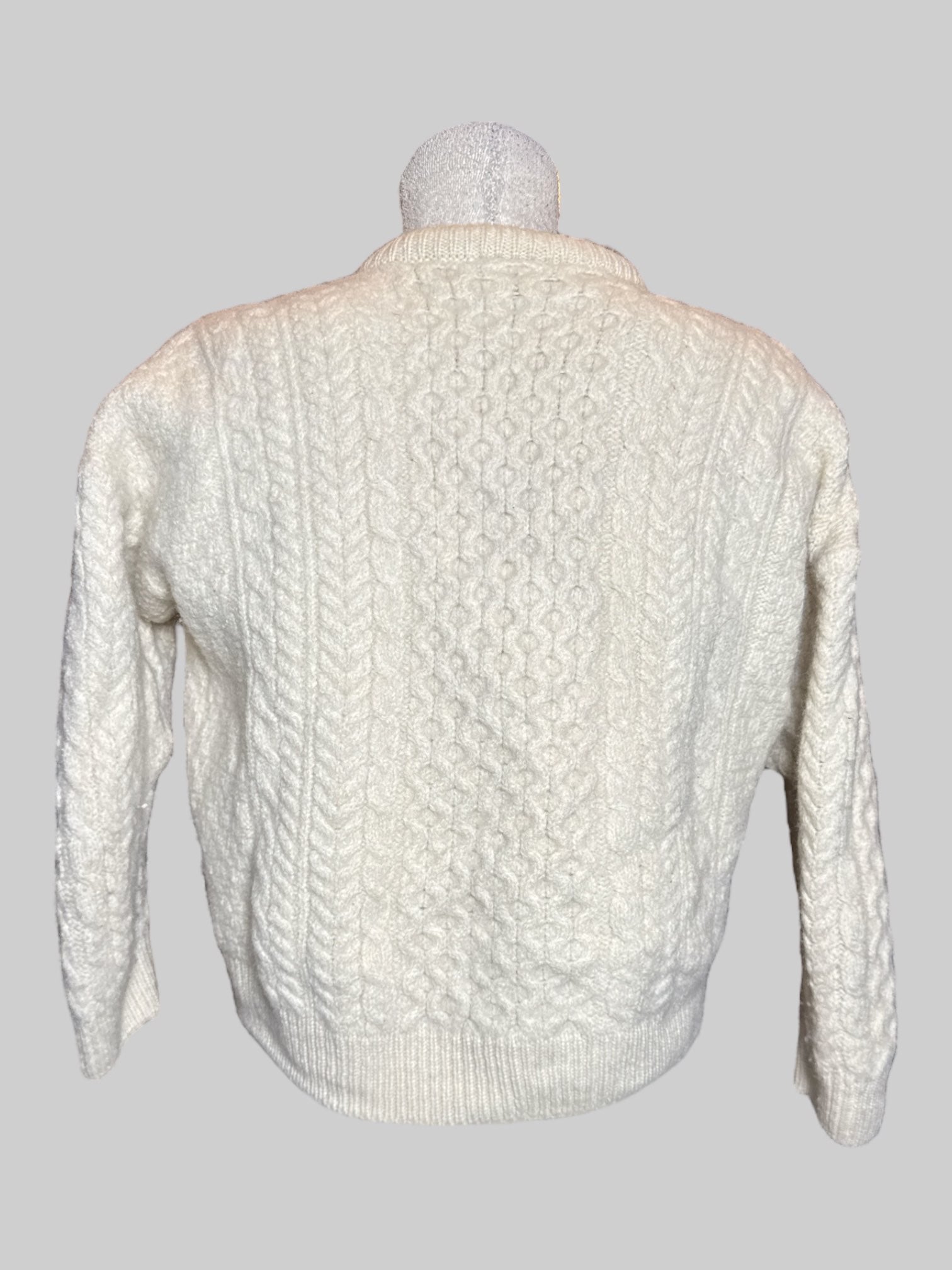 S Aran cream wool knit sweater