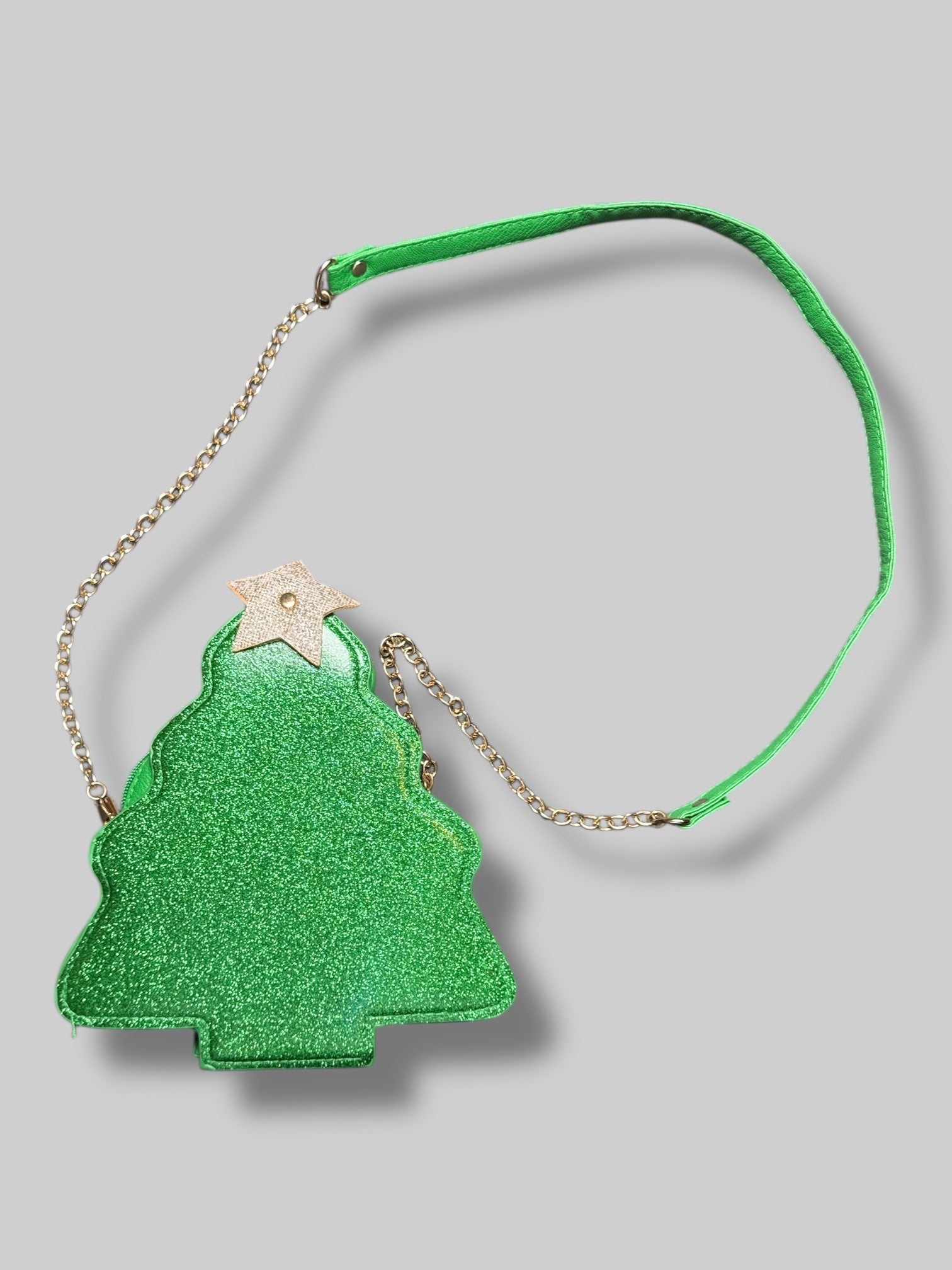 9” by 8” Olivia Miller sparkly green Christmas tree bag