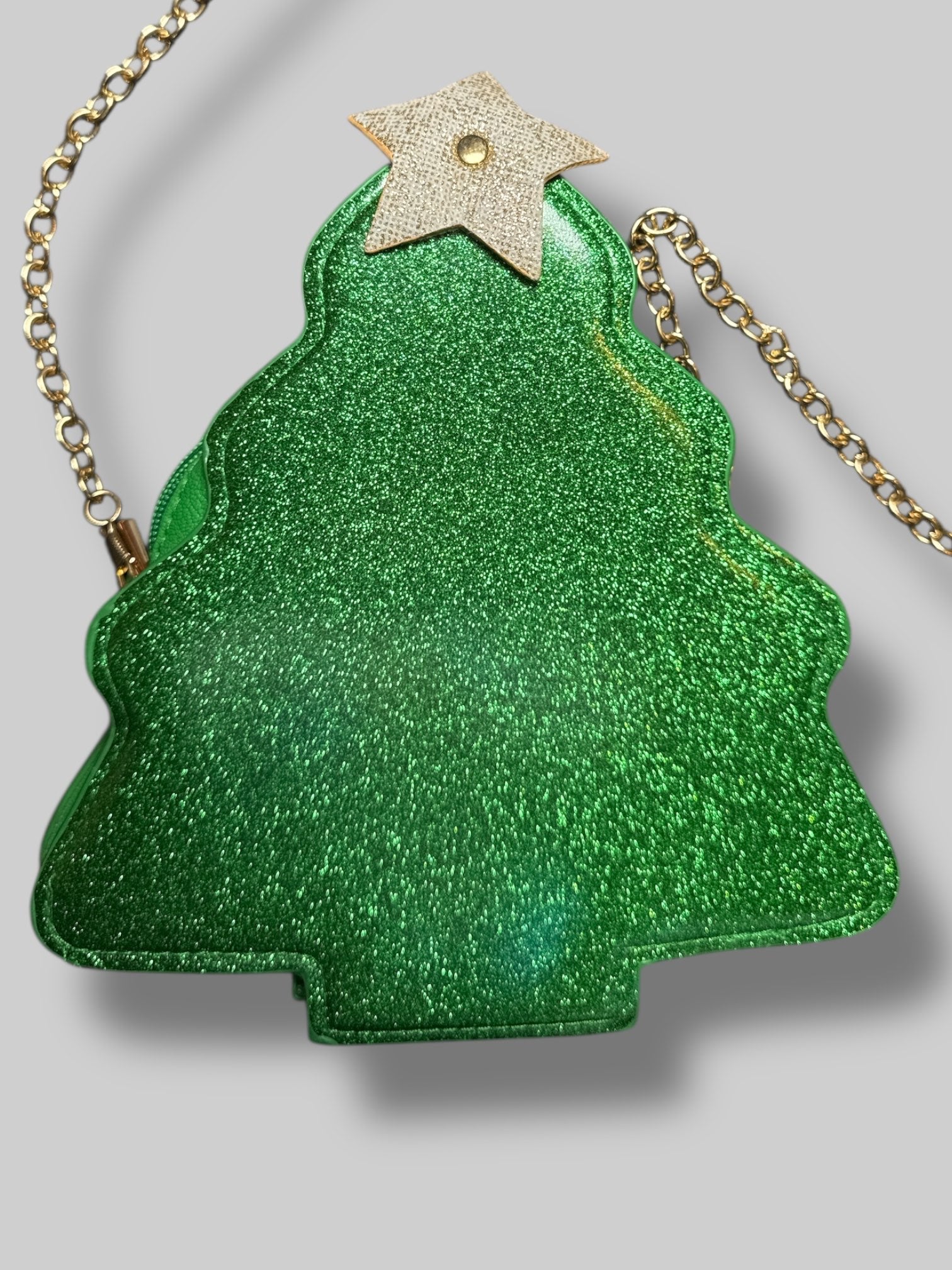 9” by 8” Olivia Miller sparkly green Christmas tree bag