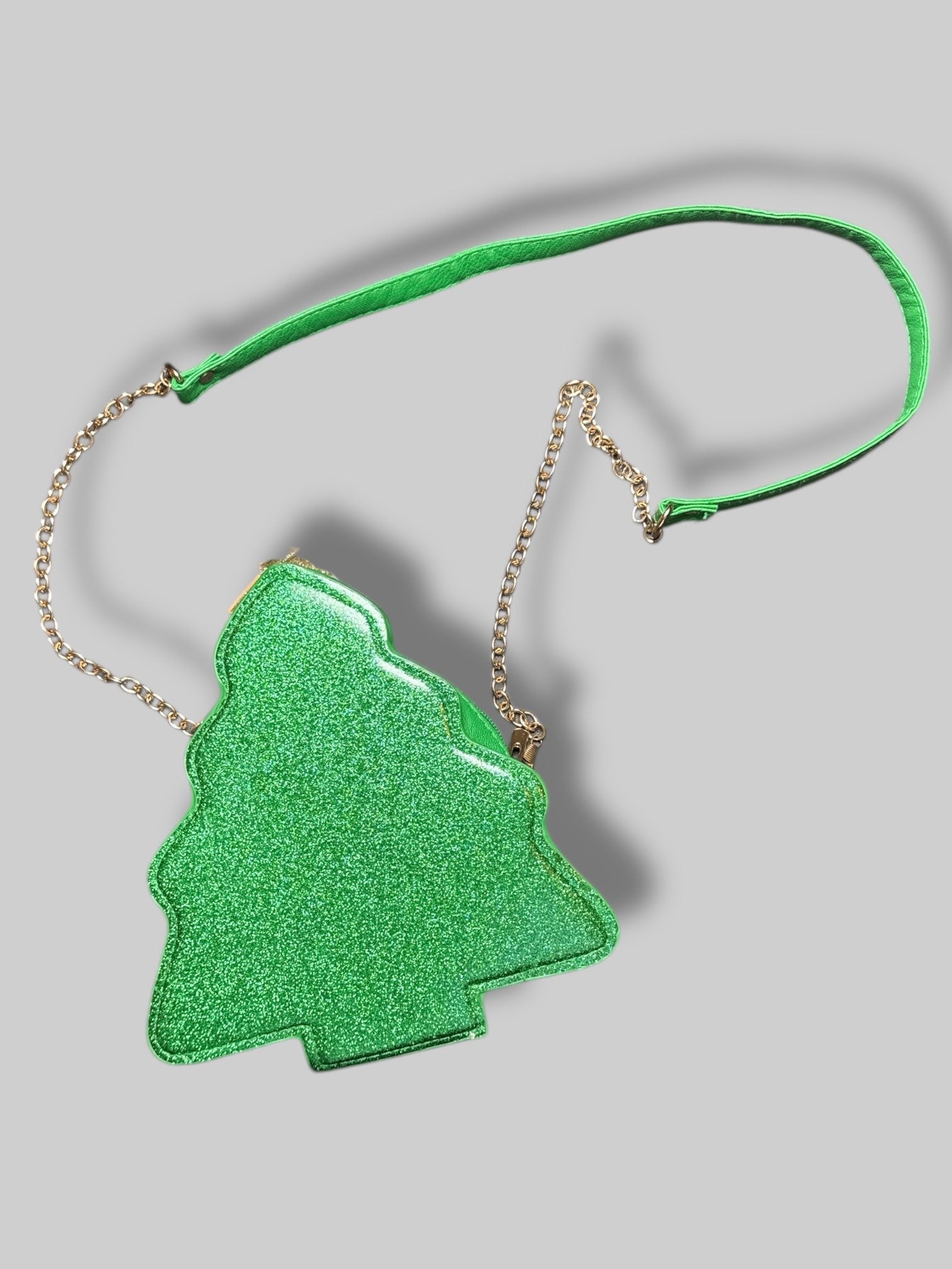 9” by 8” Olivia Miller sparkly green Christmas tree bag