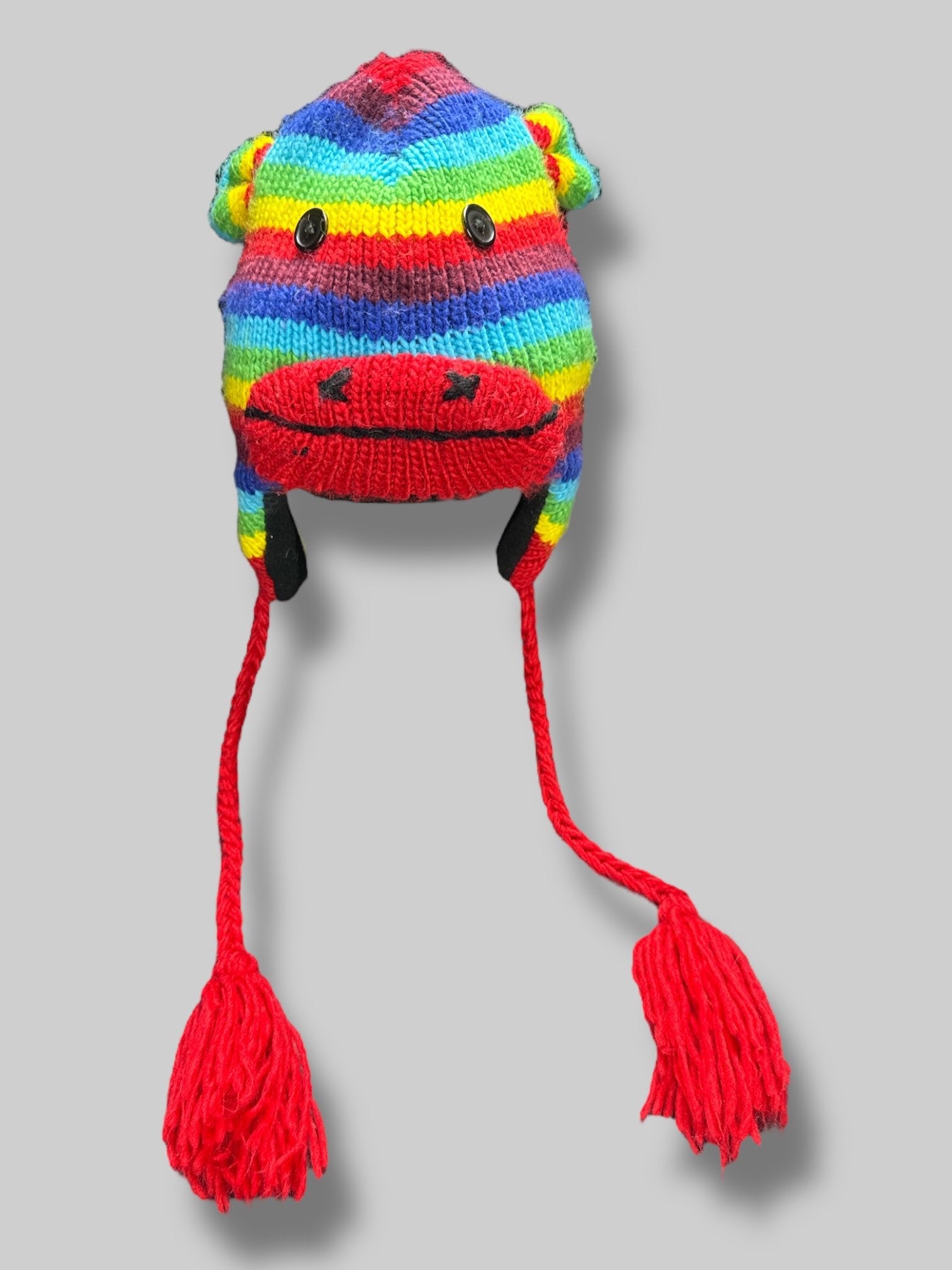 Rainbow monkey beanie
