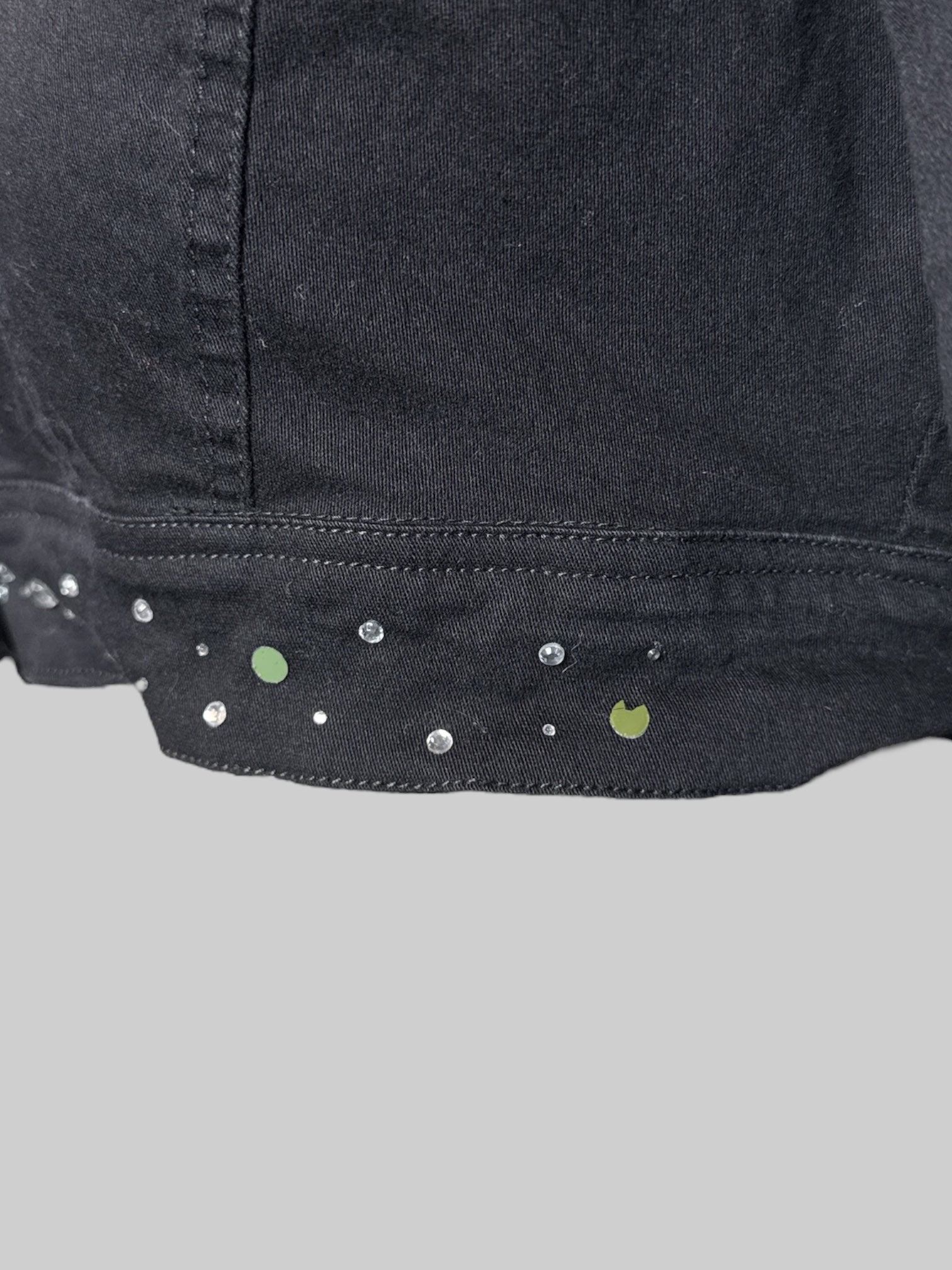 M Roommates black cropped button down jacket with bedazzling, and pockets