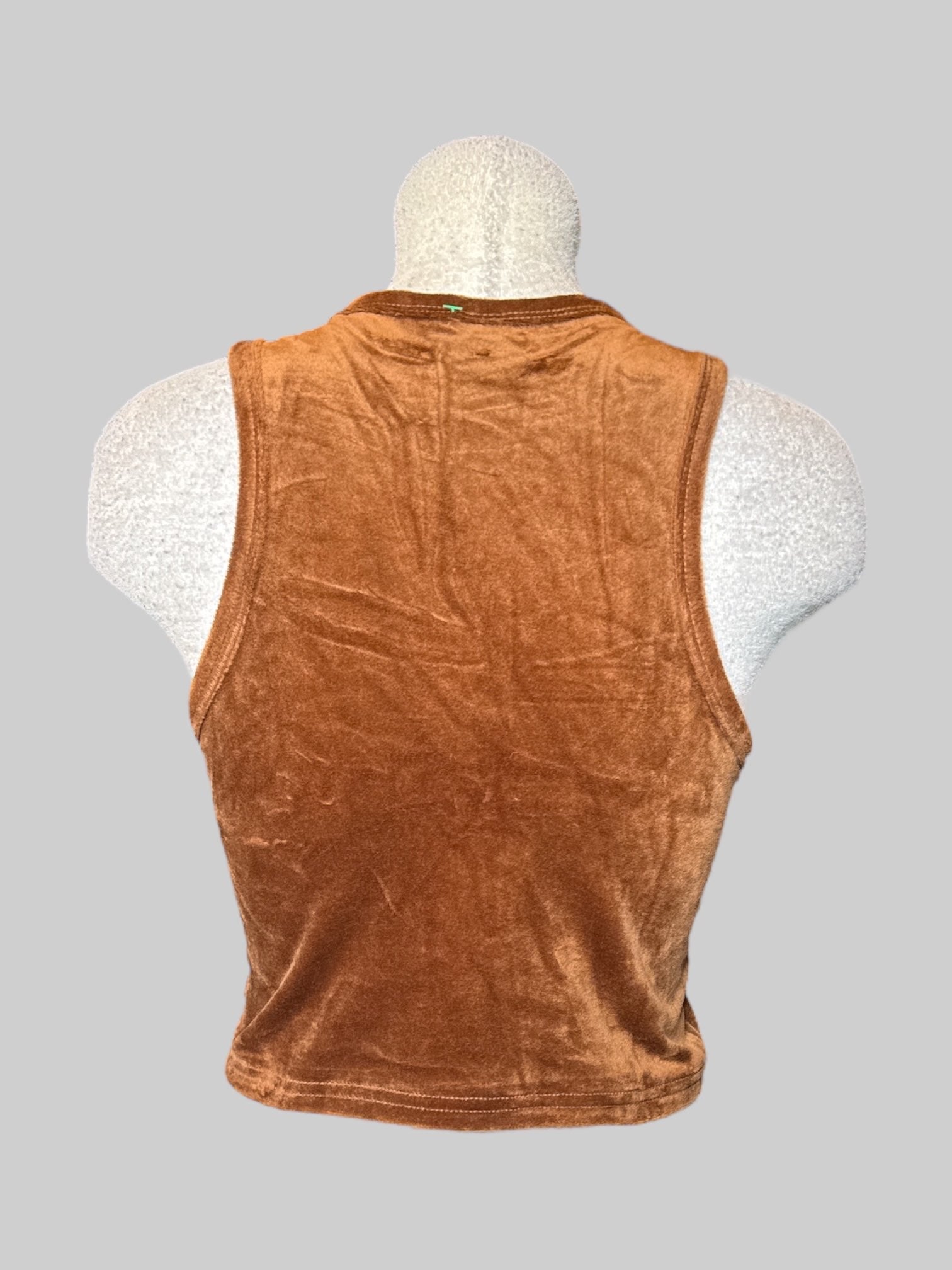 M brown velvet sleeveless cropped top