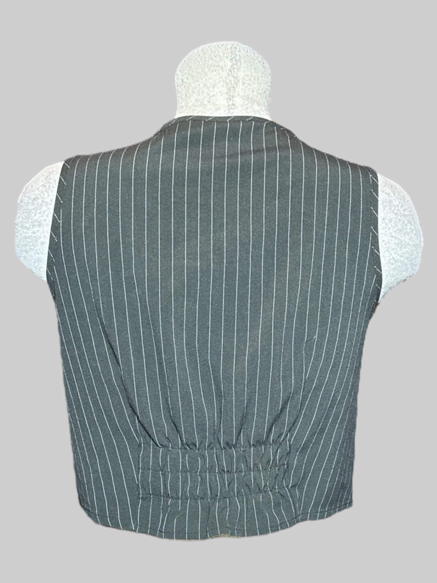 L Anxiety black and white striped vest with double buttons