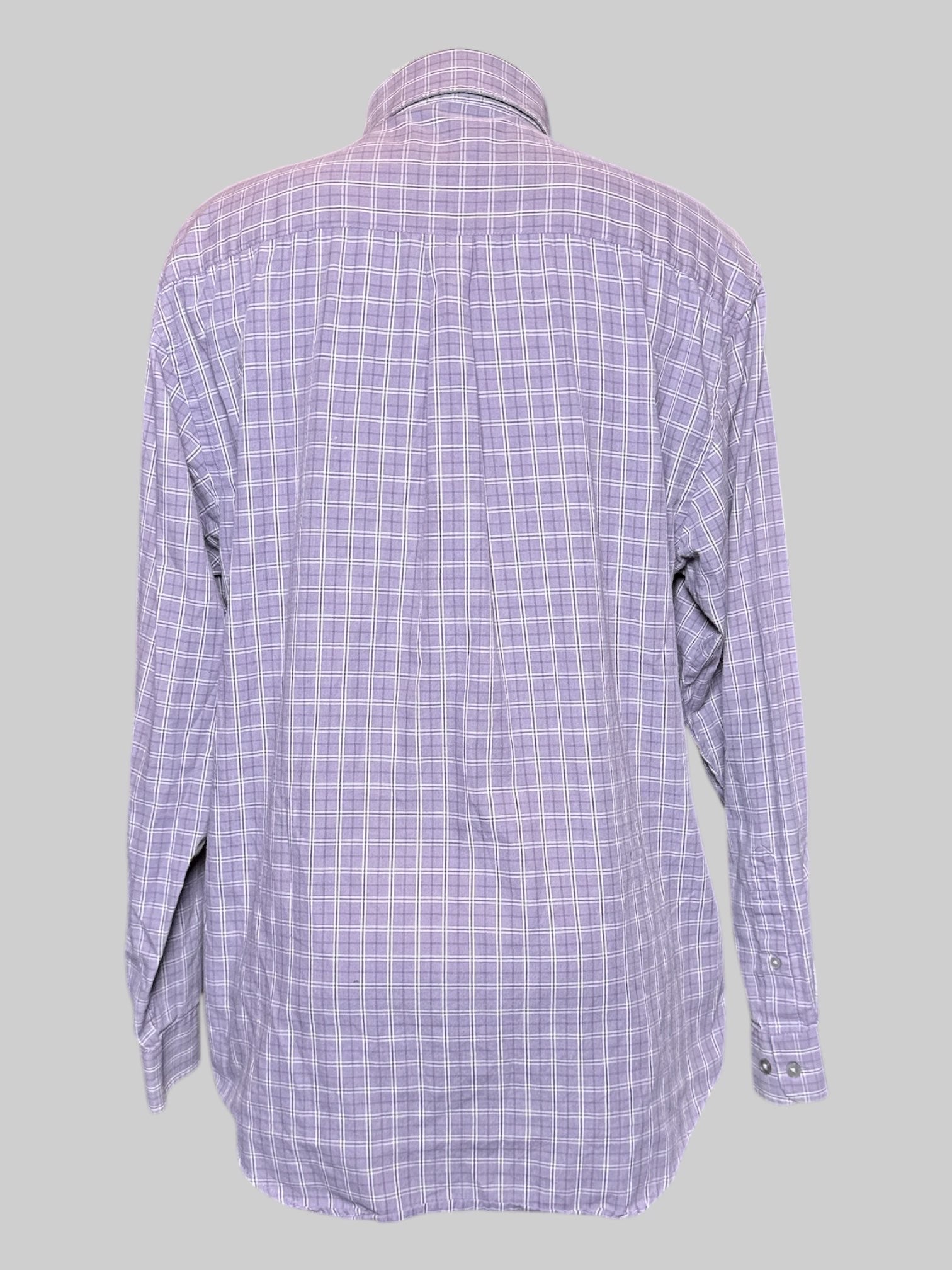 XL Van Heiden purple and white plaid long sleeve button down with pocket