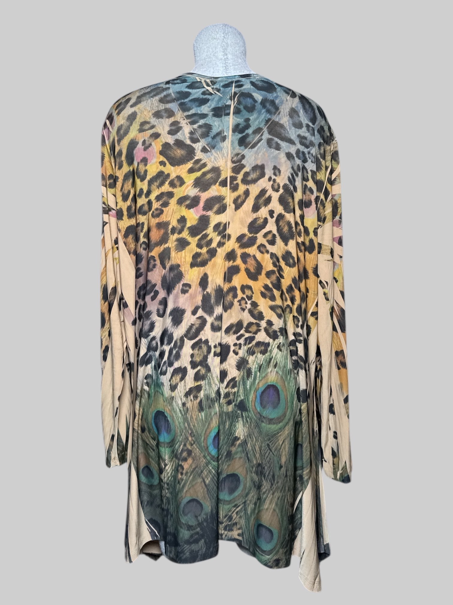 4X The Pyramid Collection brown multi animal print pattern flowy top