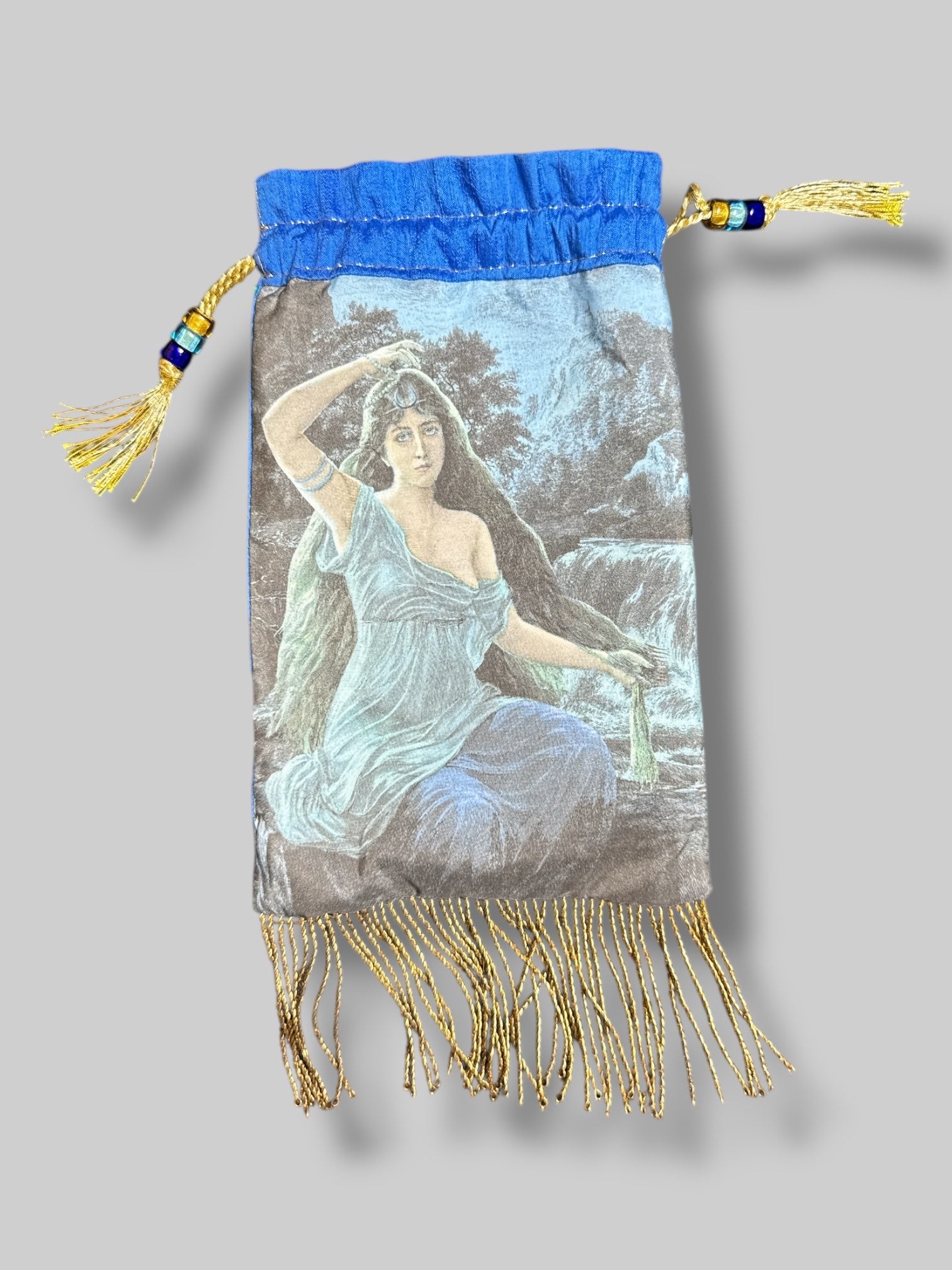 Handmade 10” by 5” beautiful blue tarot pouch