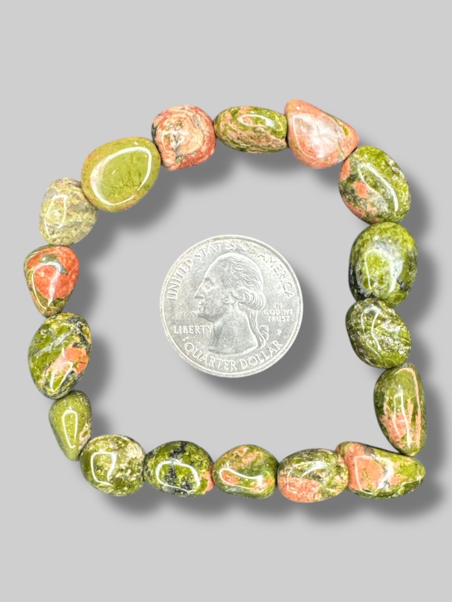 Green and pink stone bracelet