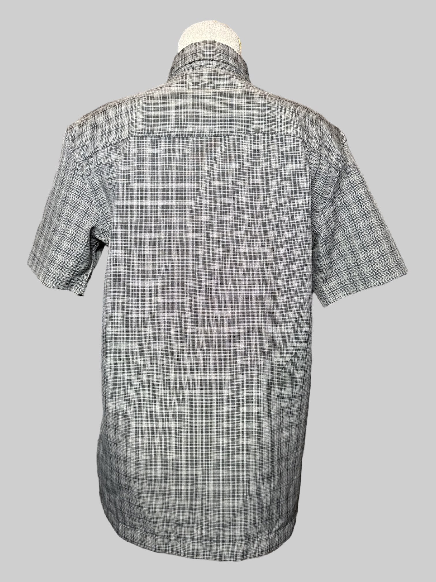 M Hagger Clothing black and white plaid short sleeve button down  with front pocket