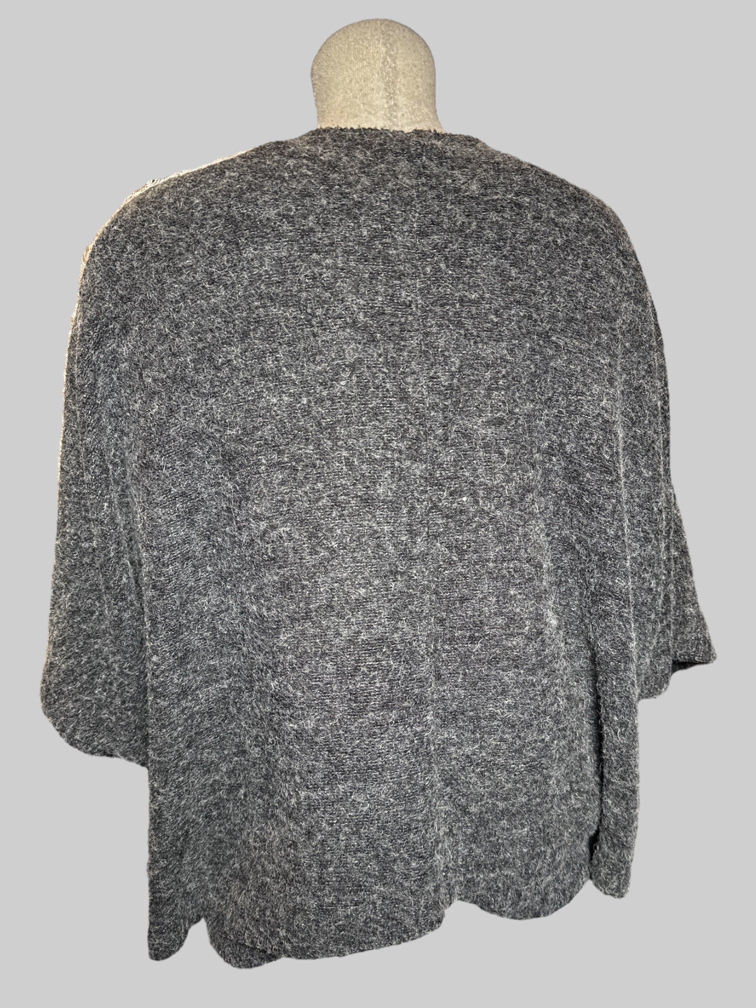 2X Japanalia fuzzy gray 2 piece set with short sleeve top and short sleeve cardigan