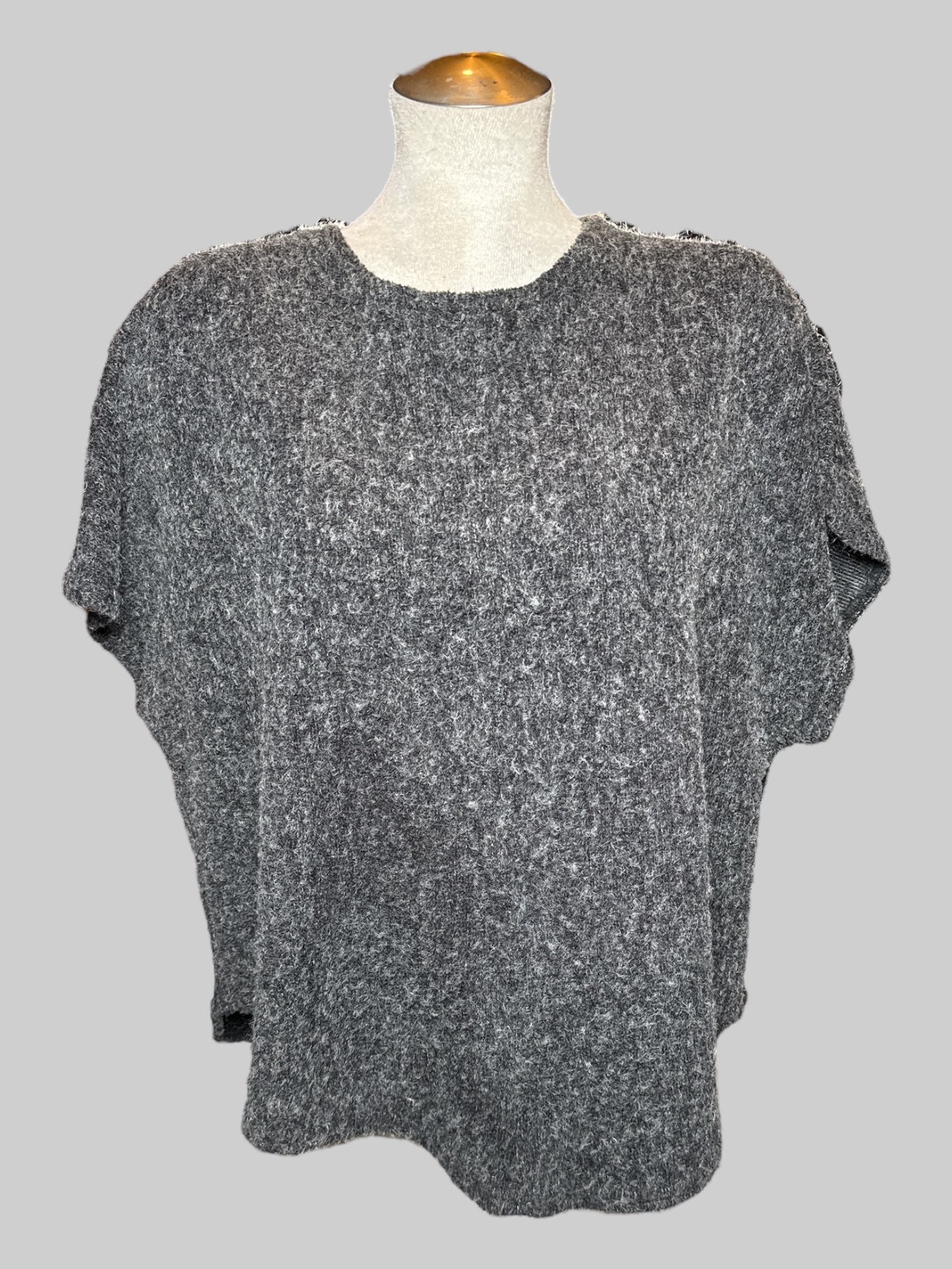 2X Japanalia fuzzy gray 2 piece set with short sleeve top and short sleeve cardigan