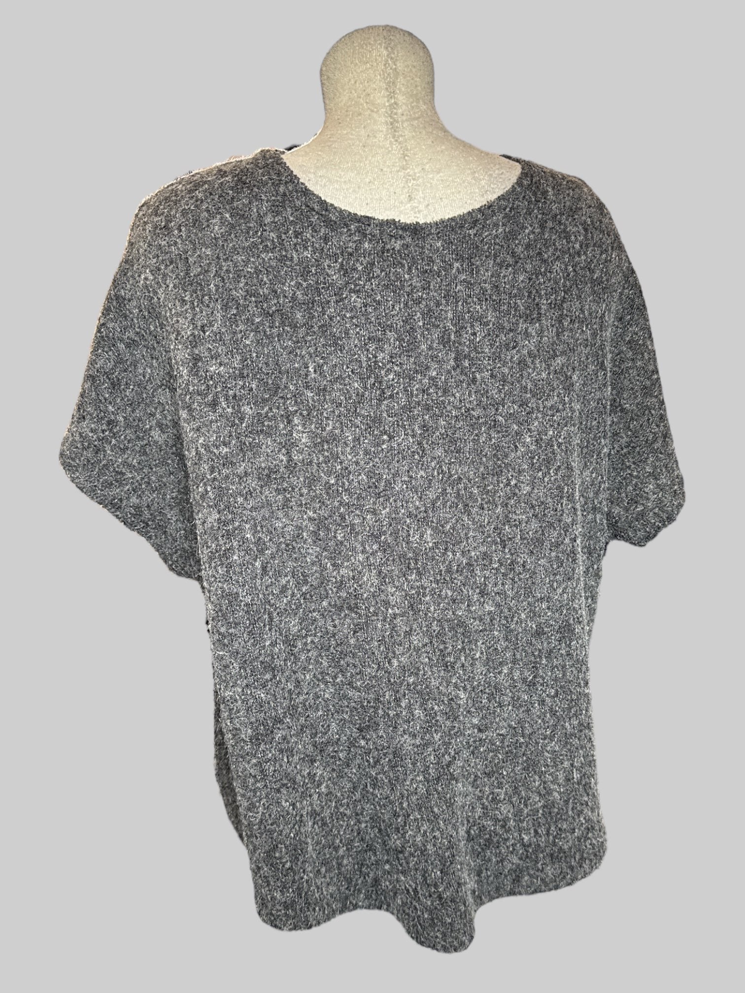 2X Japanalia fuzzy gray 2 piece set with short sleeve top and short sleeve cardigan