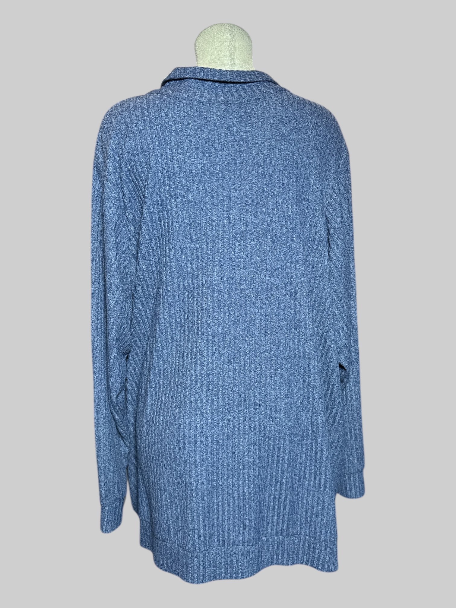7X Torrid blue ribbed knit pullover sweater with quarter zipper