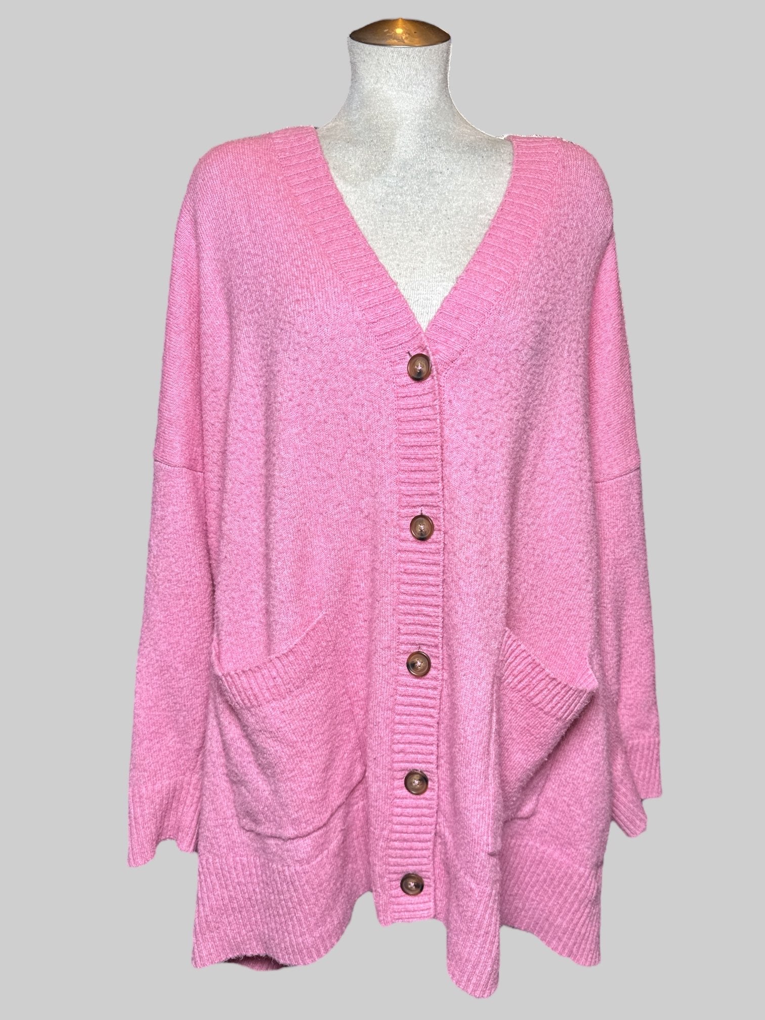 5X Torrid soft and fuzzy pink cardigan with buttons