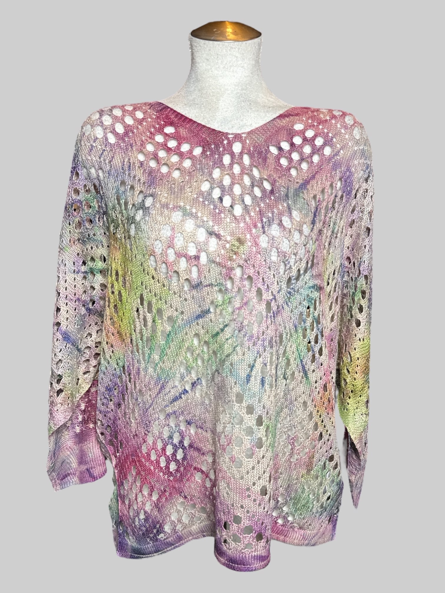 2X loose knit multicolor tie dye sweater