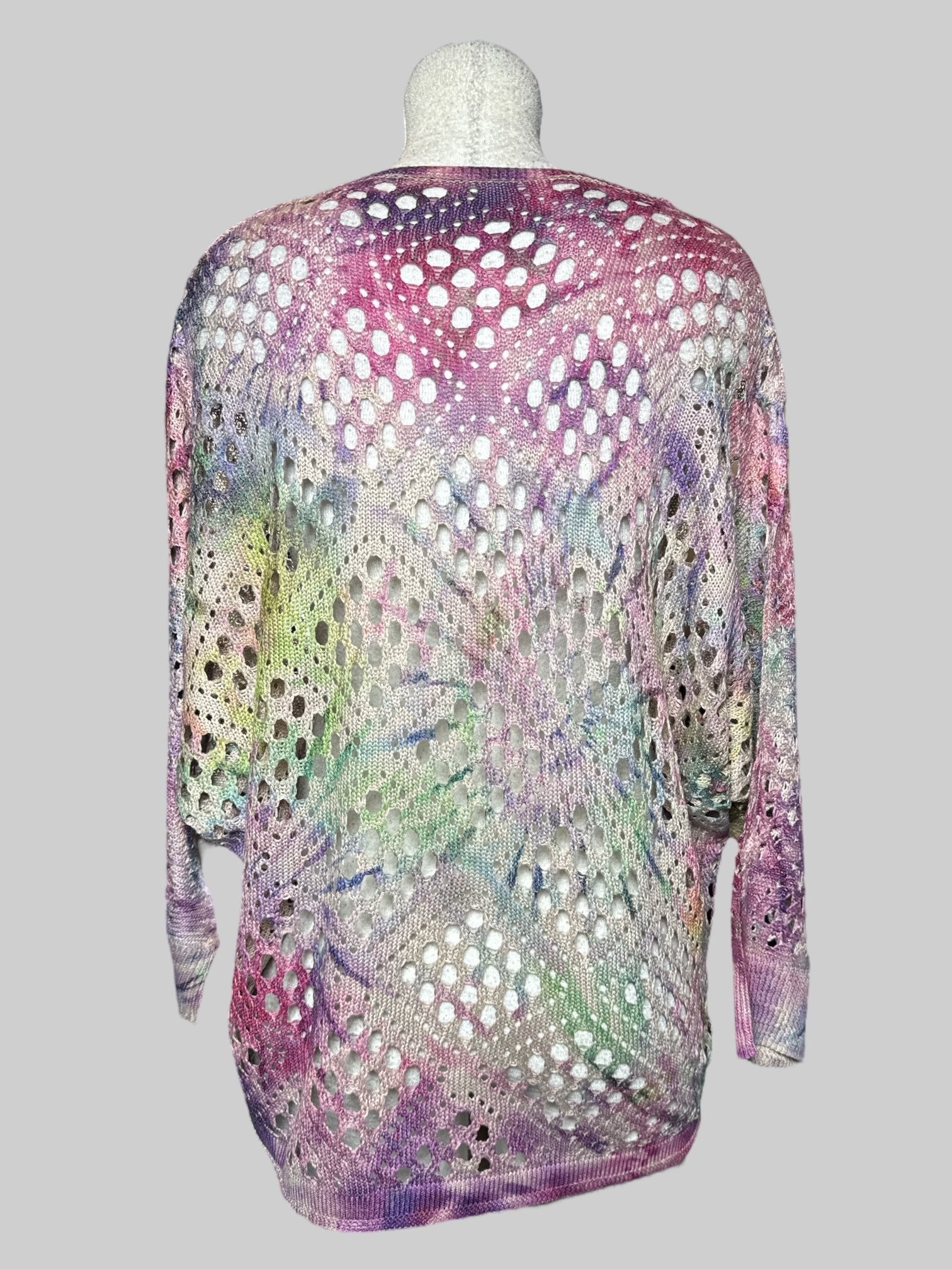 2X loose knit multicolor tie dye sweater