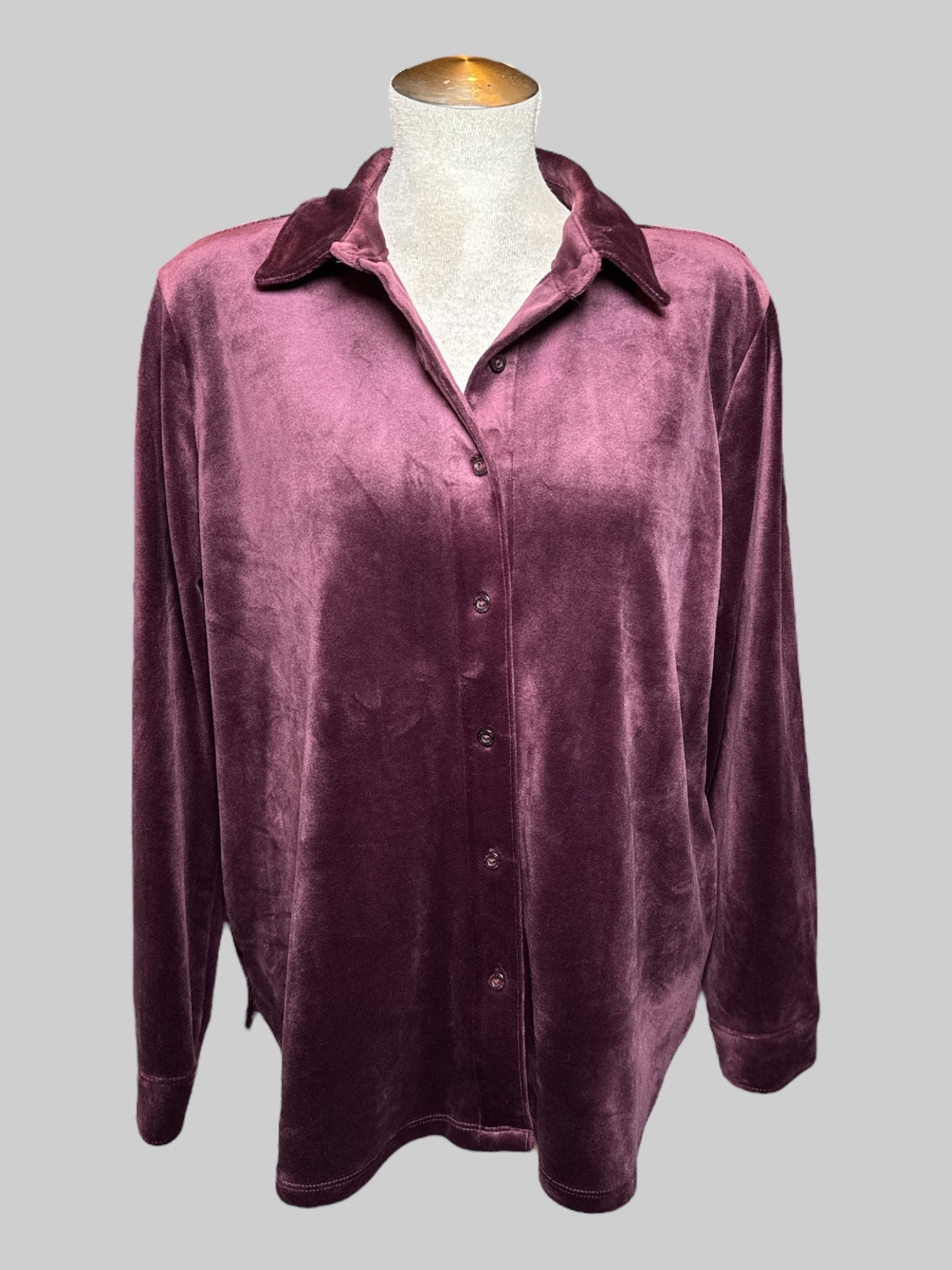 L Calvin Klein NWT soft purple velour button up