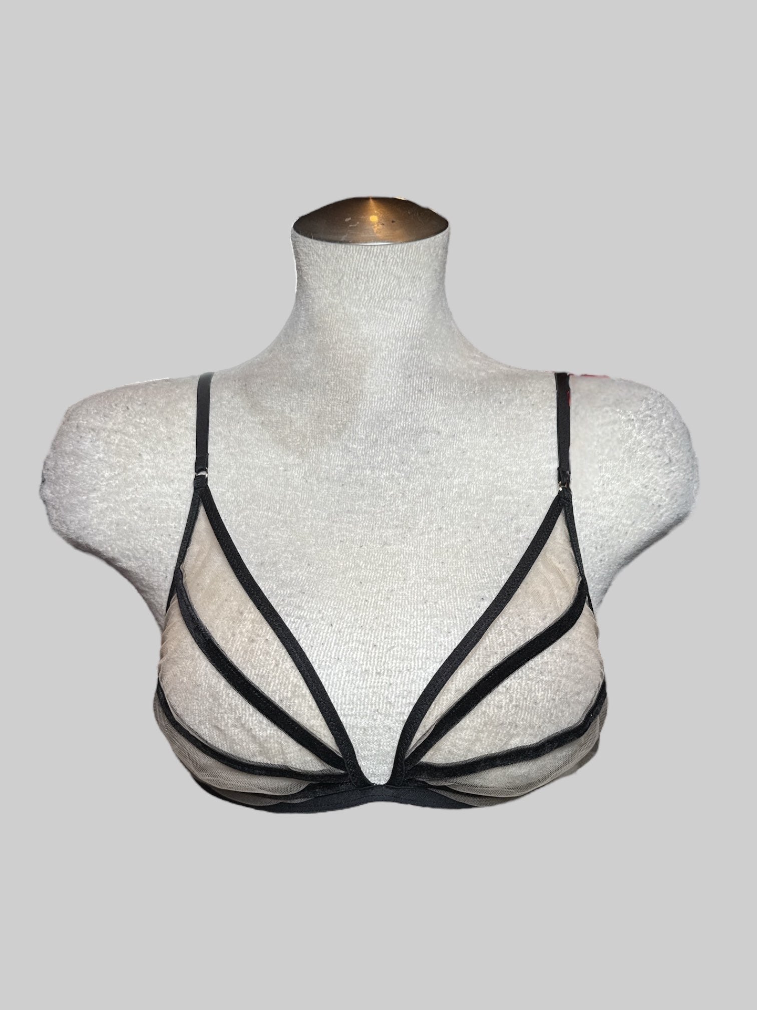 M God Save Queens NWT black and mesh bralette