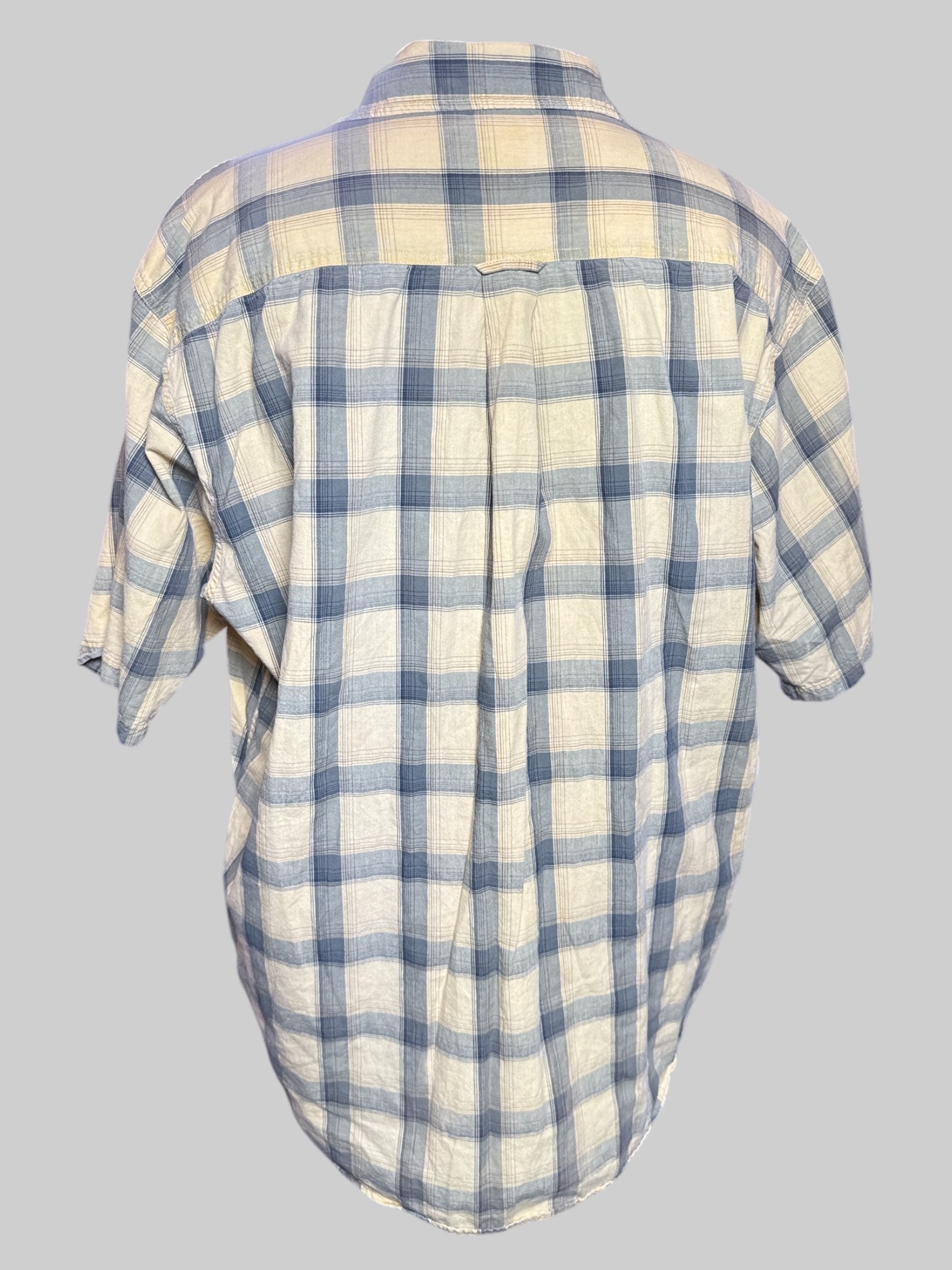 4X Redhead yellow, blue, and gray short sleeve button up