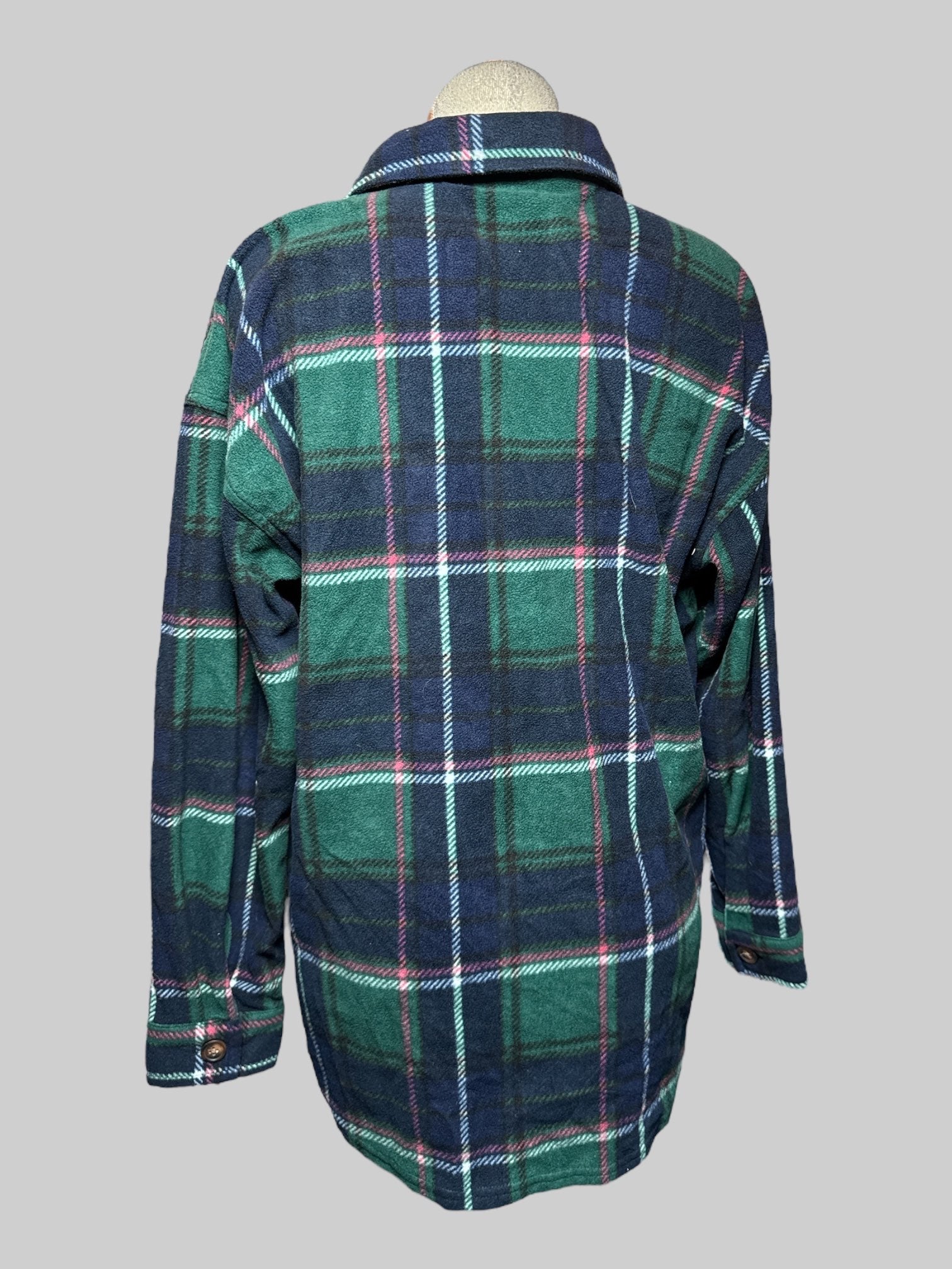 XL Maurices green, red, blue, and white plaid flannel button up