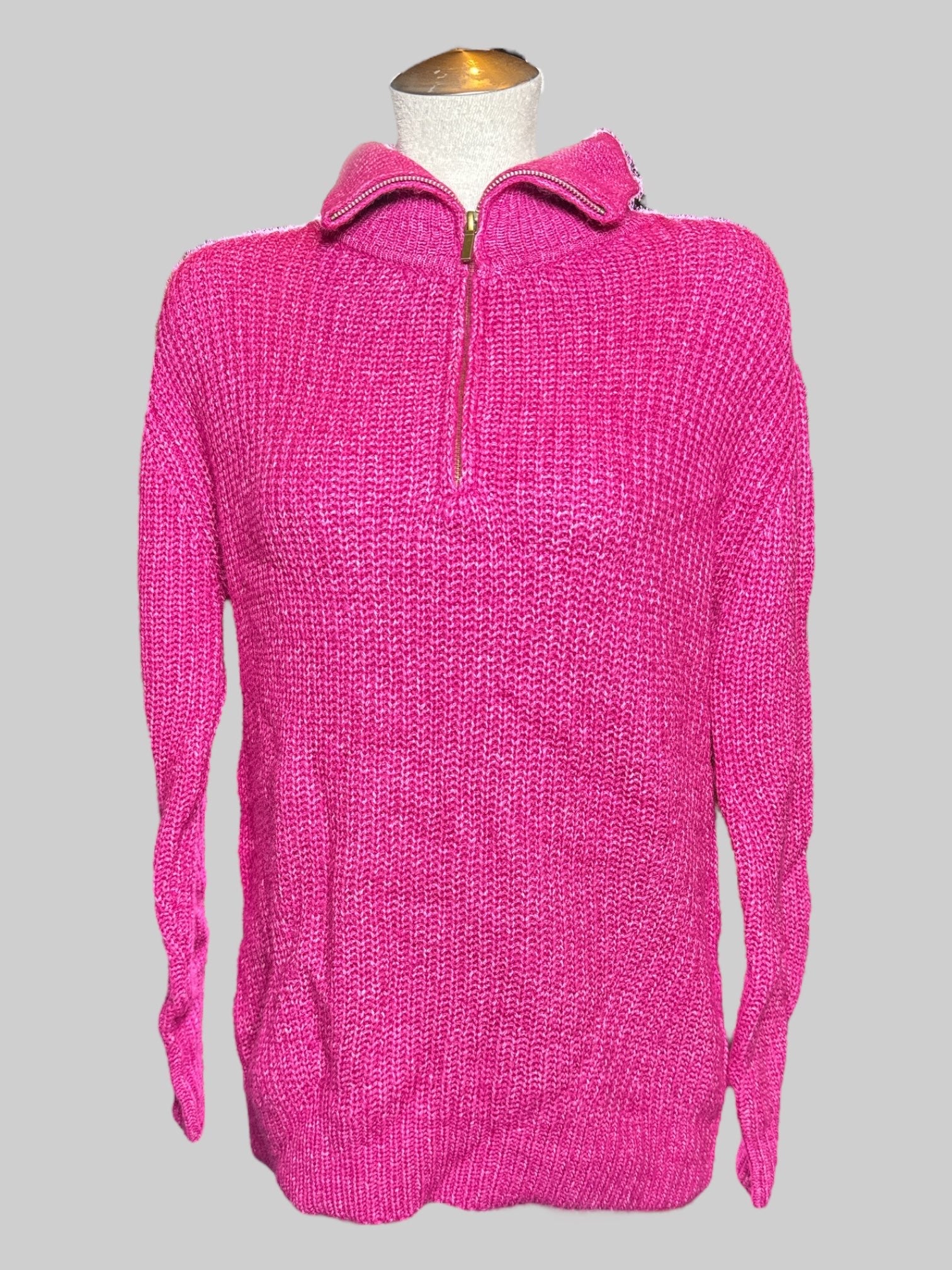 XL St. John’s Bay soft knit pink sweater with quarter zipper