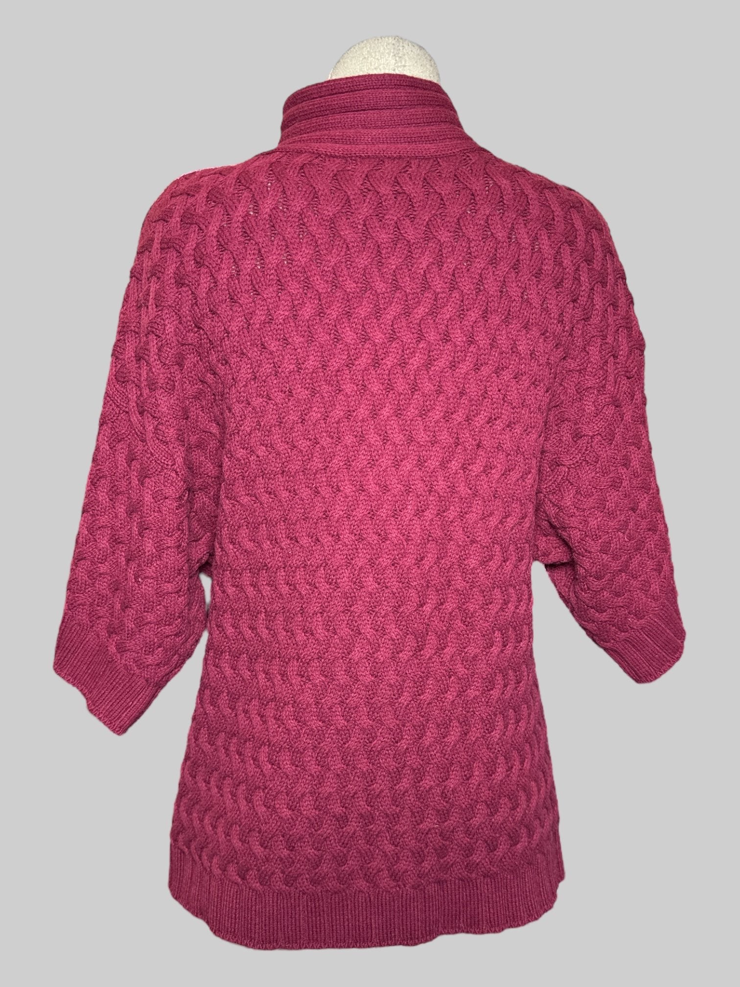 0X Style & Co. chunky knit burgundy short sleeve button up